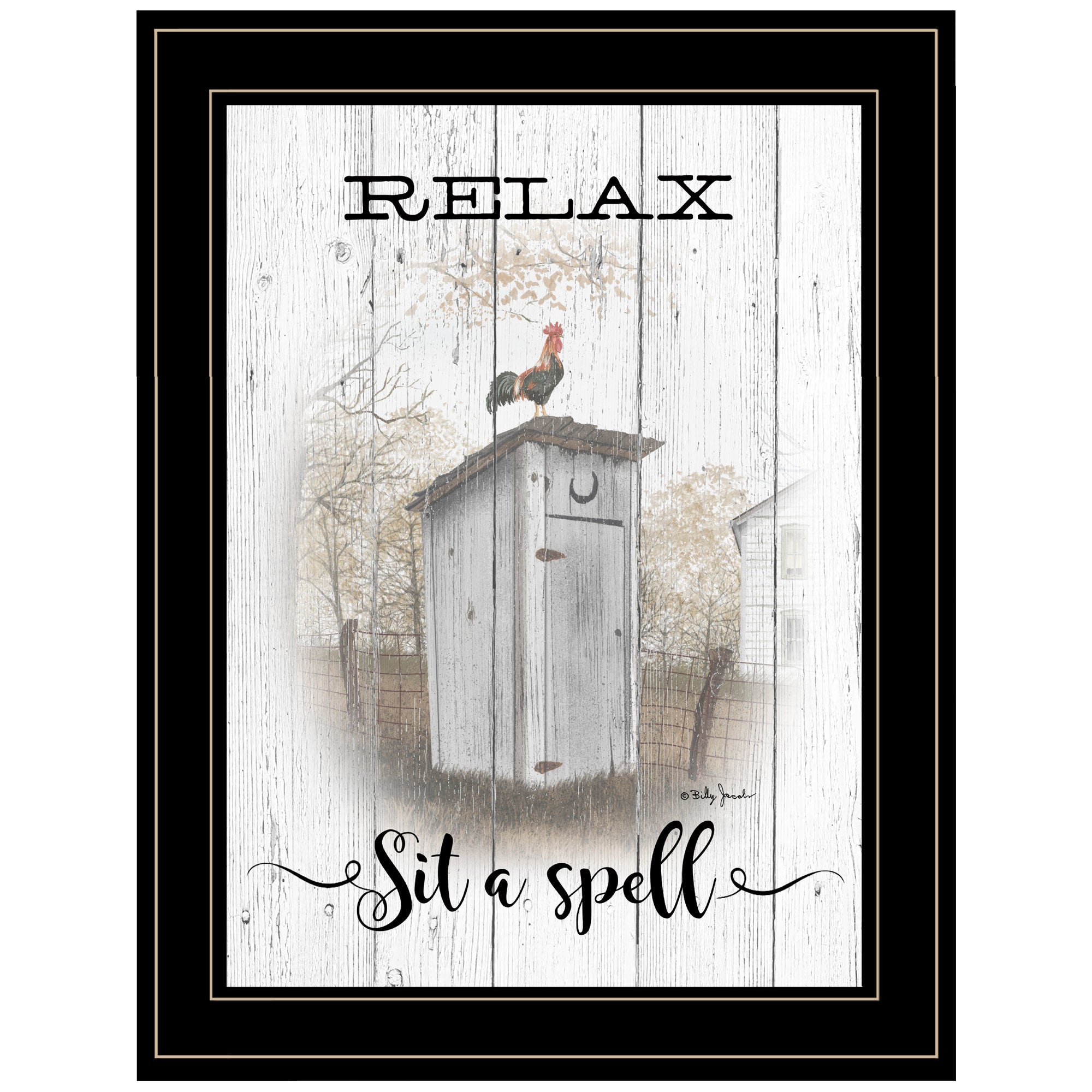 "Relax-Sit a Spell" By Billy Jacobs, Ready to Hang Framed Print, Black Frame