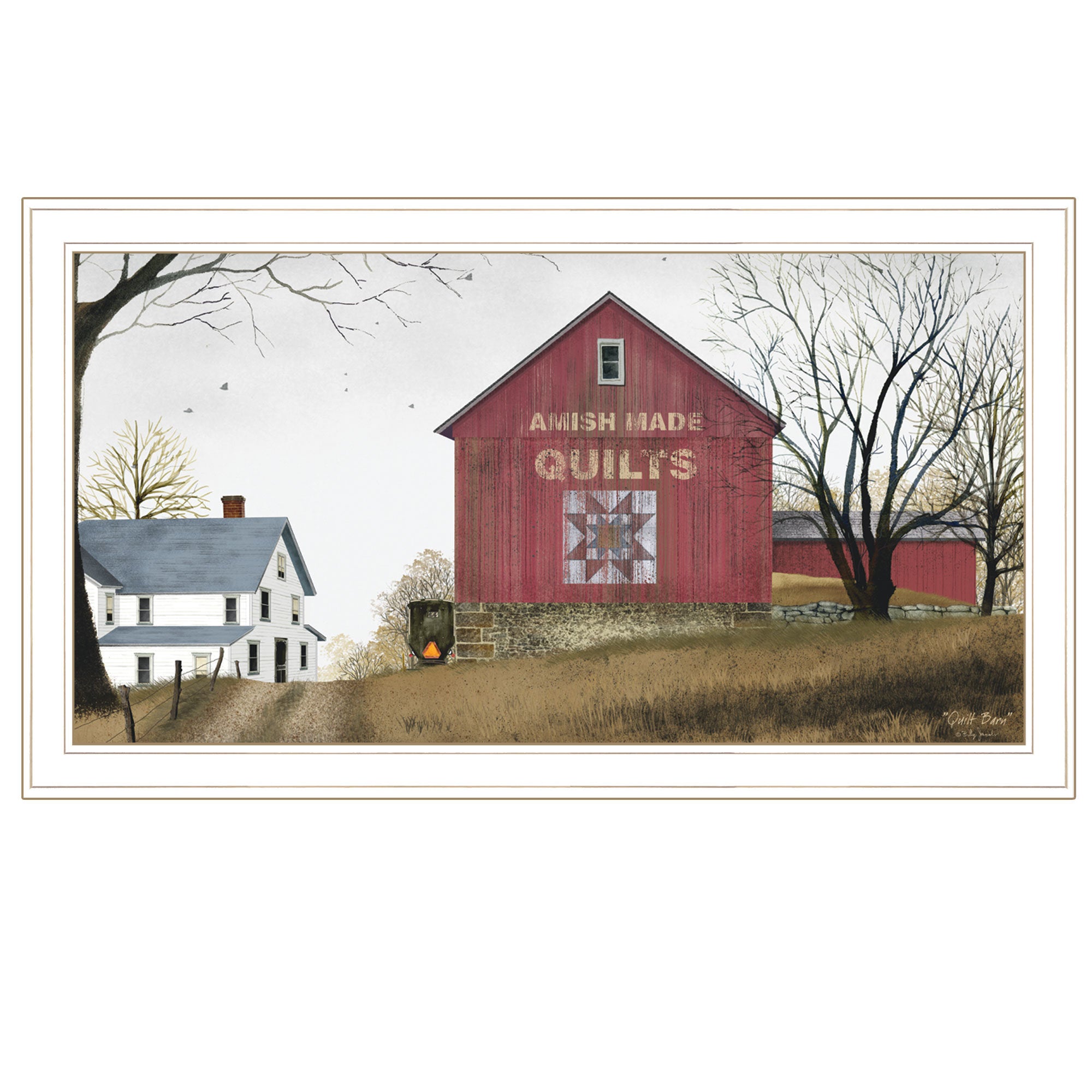 "The Quilt Barn" By Billy Jacobs, Ready to Hang Framed Print, White Frame