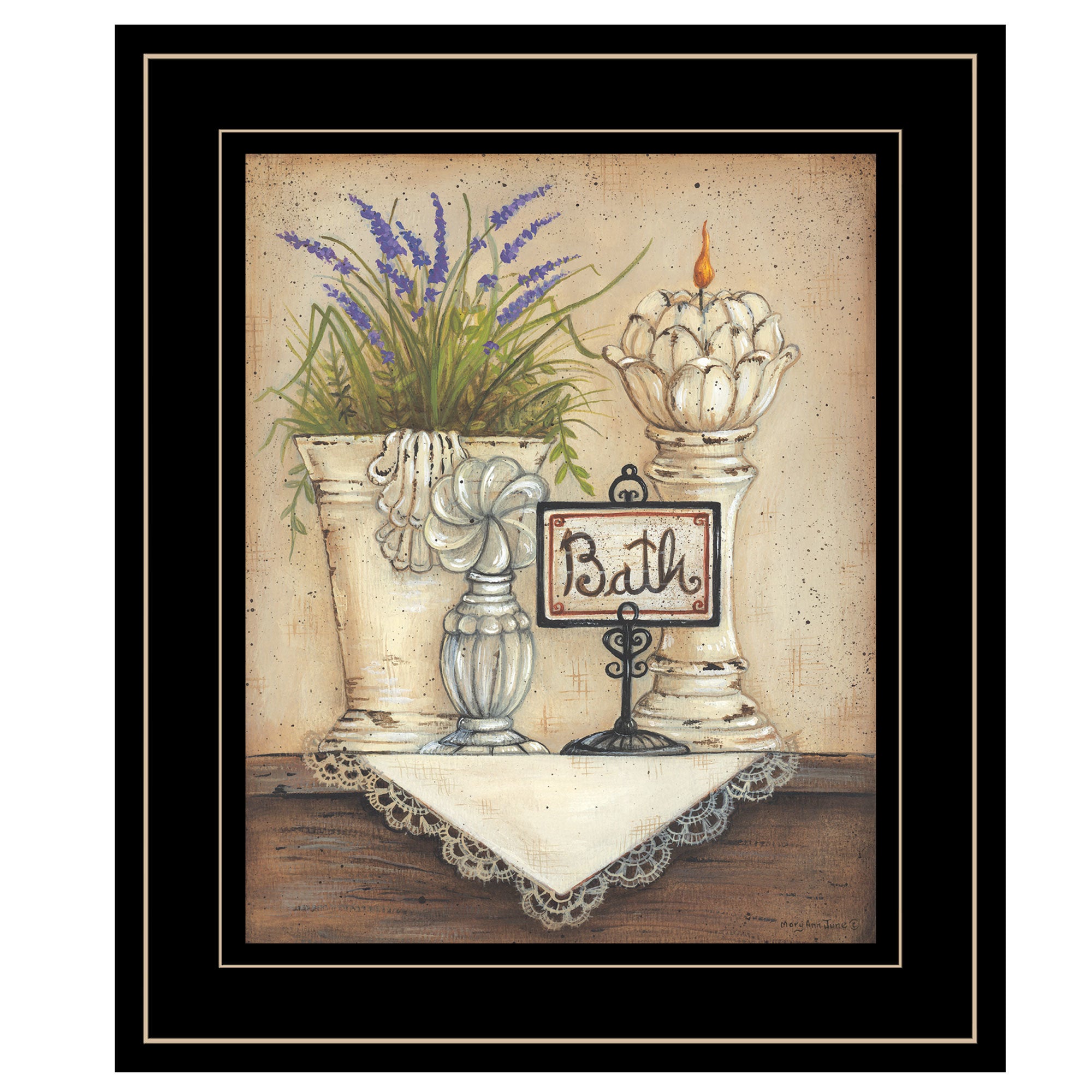 "Bath" Print By Mary Ann June , Ready to Hang Framed Print, Black Frame