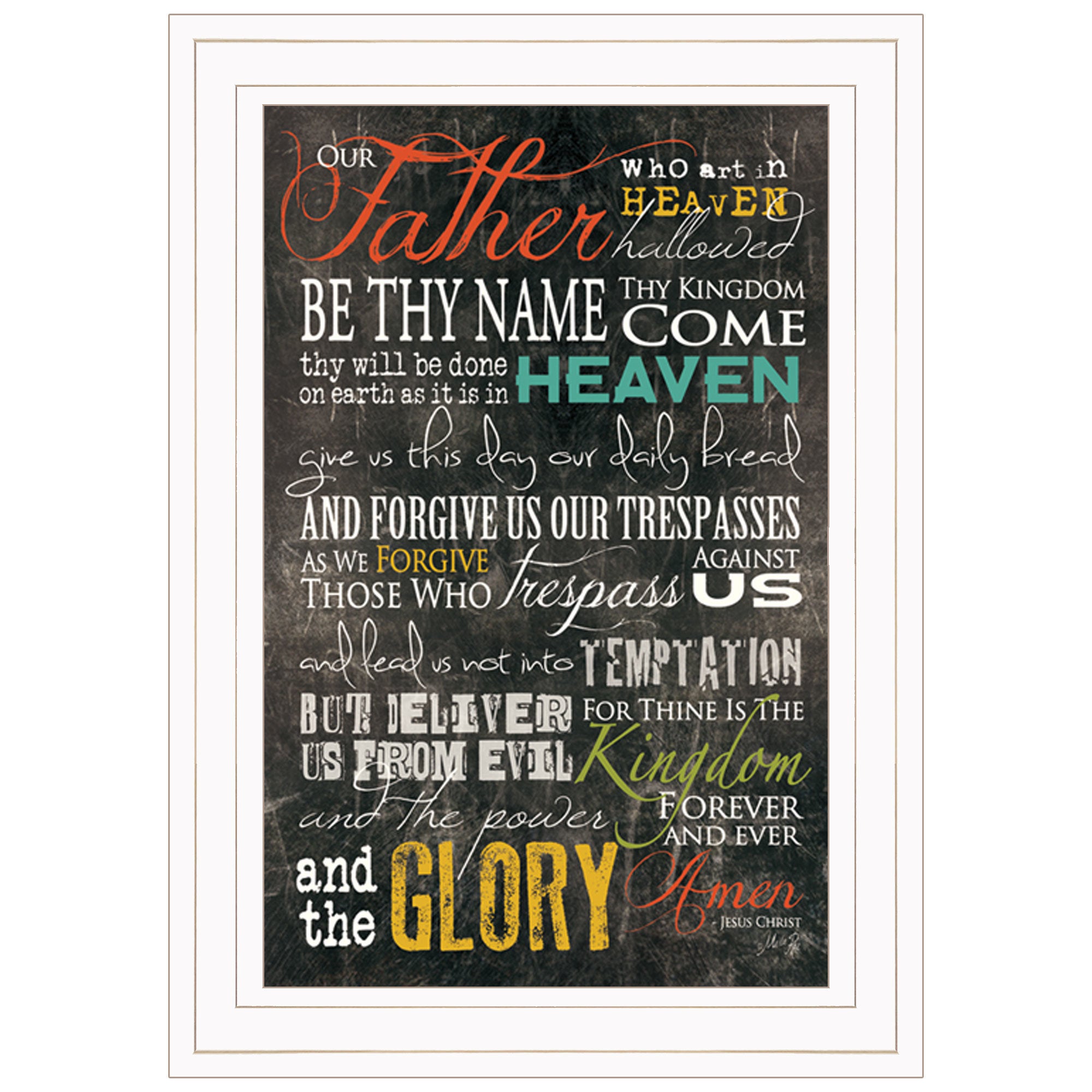"The Lords Prayer" By Marla Rae, Ready to Hang Framed Print, White Frame
