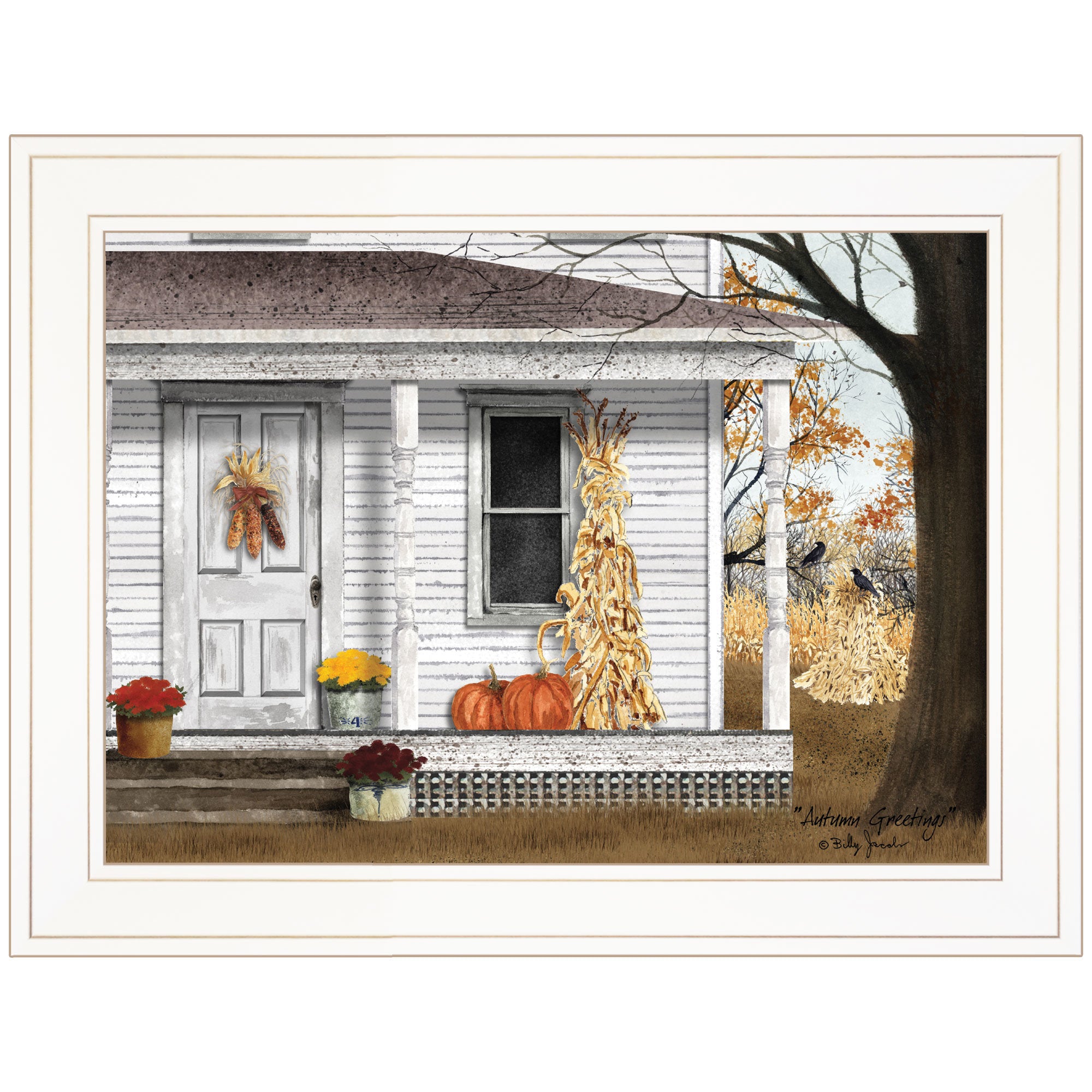 "Autumn Greetings" By Billy Jacobs, Ready to Hang Framed Print, White Frame