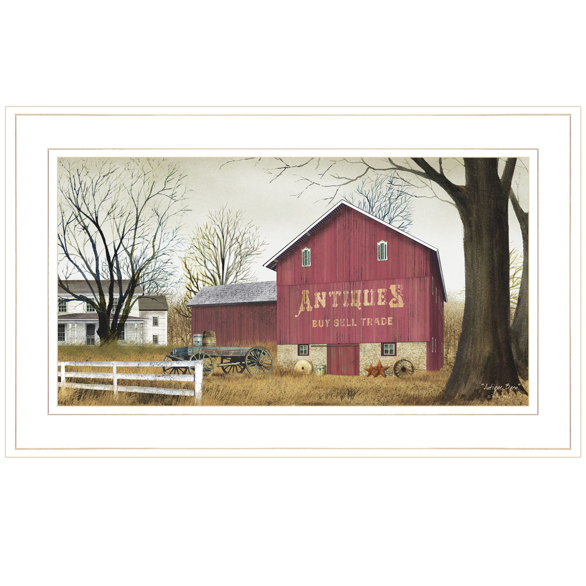 "Antique Barn" By Billy Jacobs, Ready to Hang Framed Print, White Frame