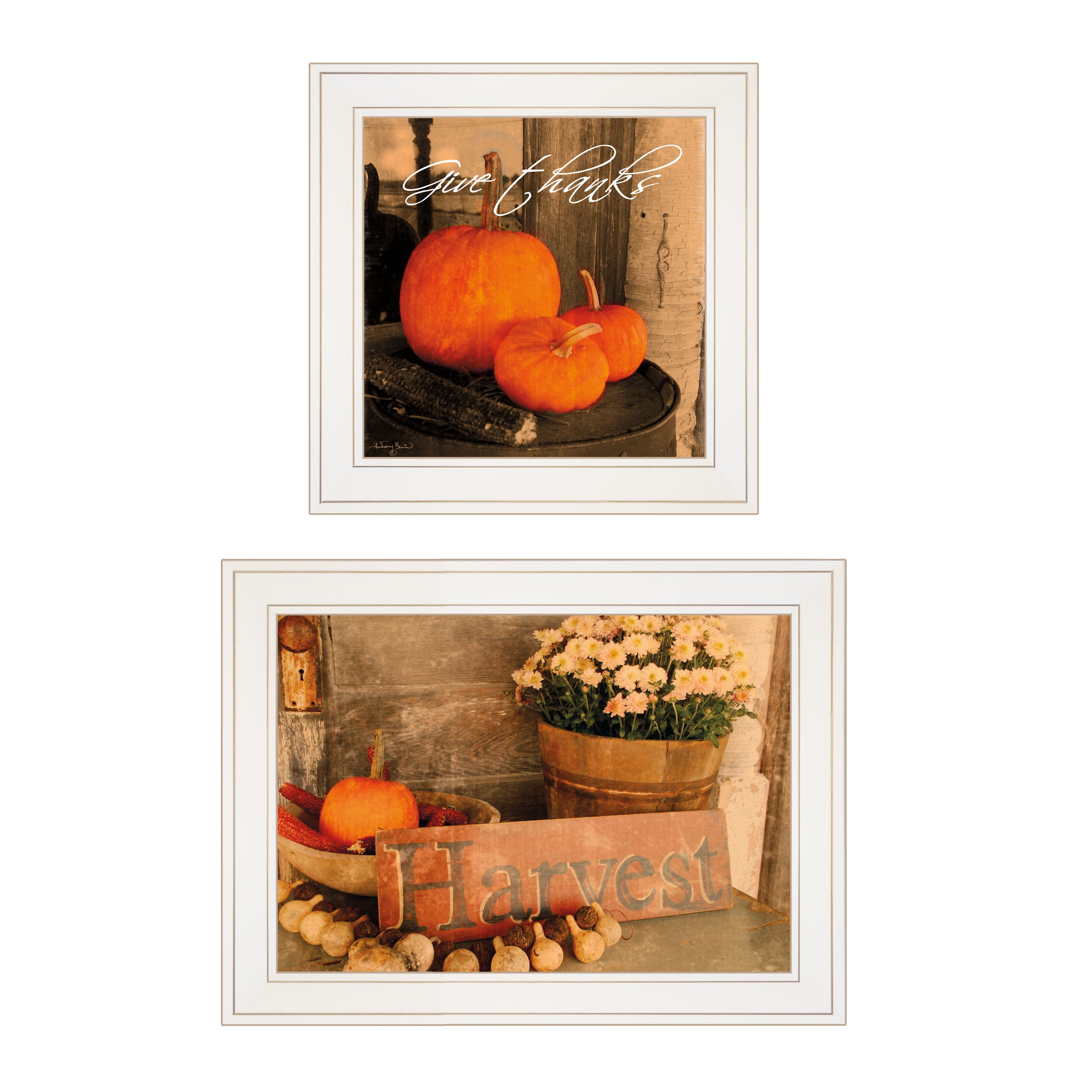 "Autumn Harvest" 2-Piece Vignette by Anthony Smith, White Frame