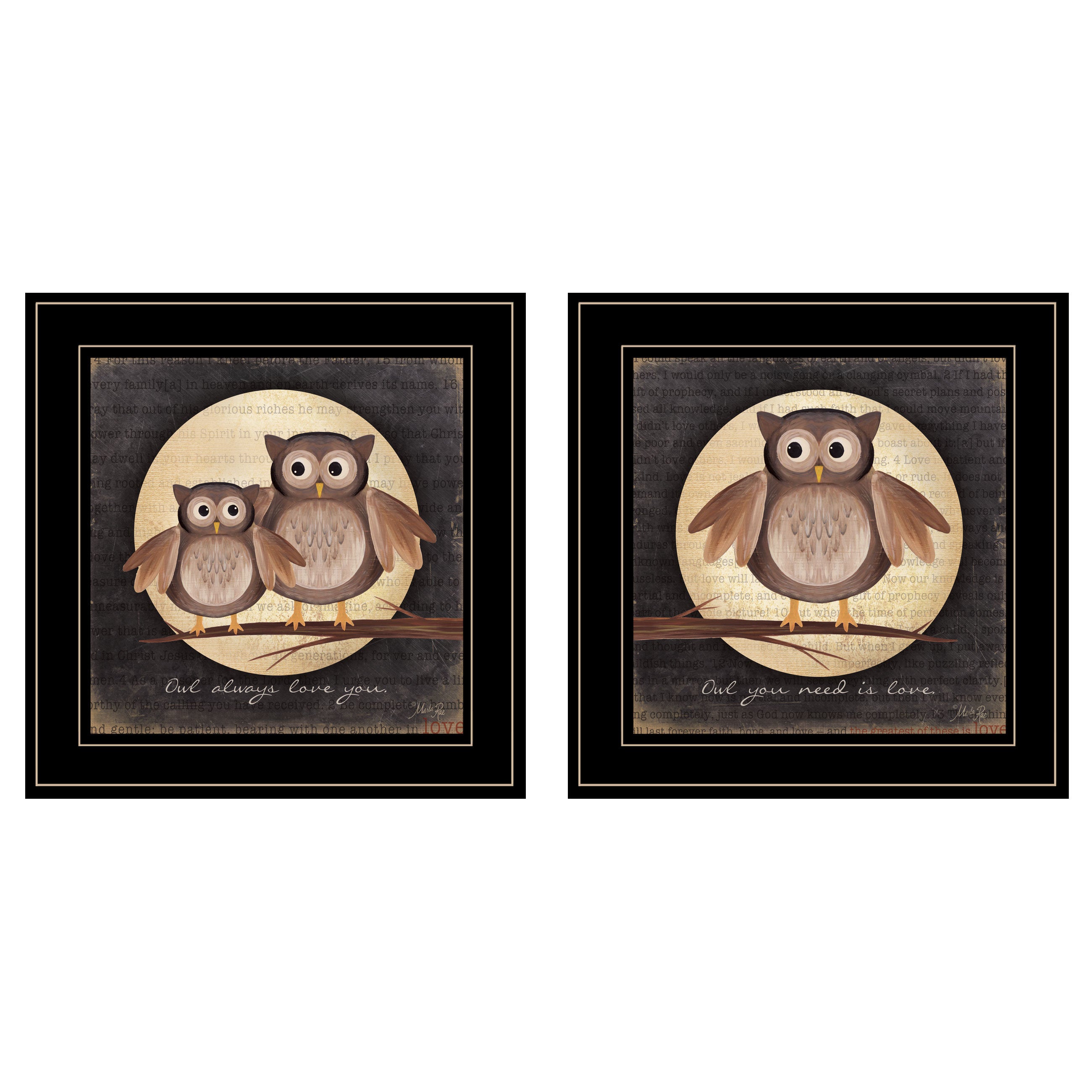 "Owl Always Love & Need You" 2-Piece Vignette by Marla Rae, Black Frame