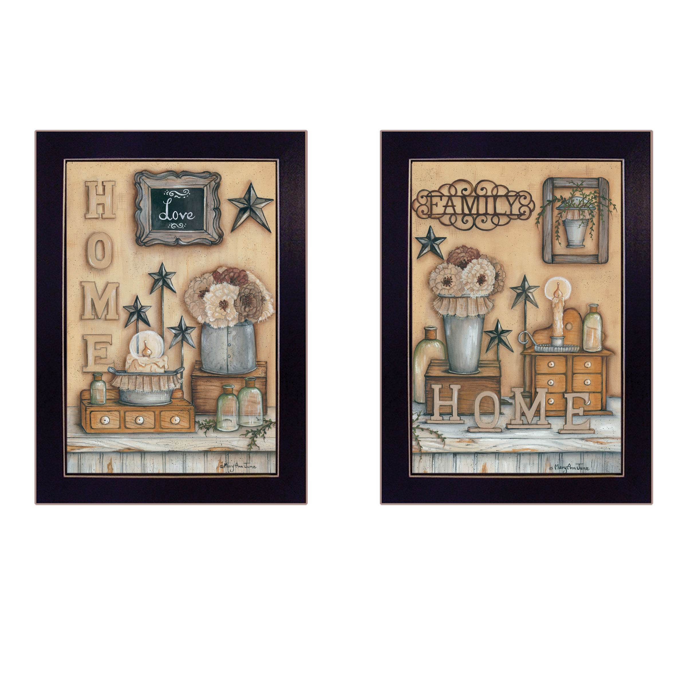 "Where Family & Friends Gather II" 2-Piece Vignette by Mary Ann June, Black Frame