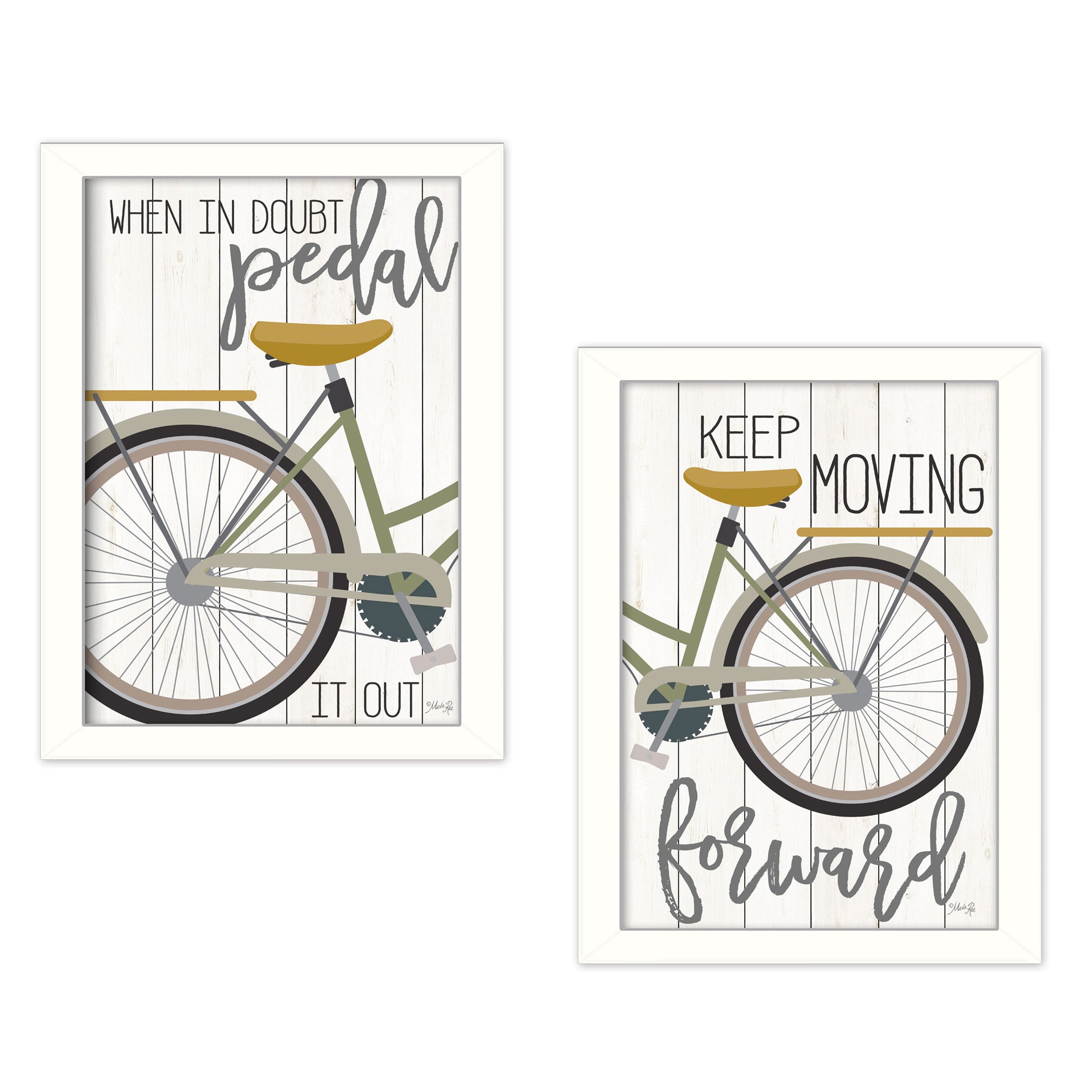 "Pedal it Out" 2-Piece Vignette by Marla Rae, White