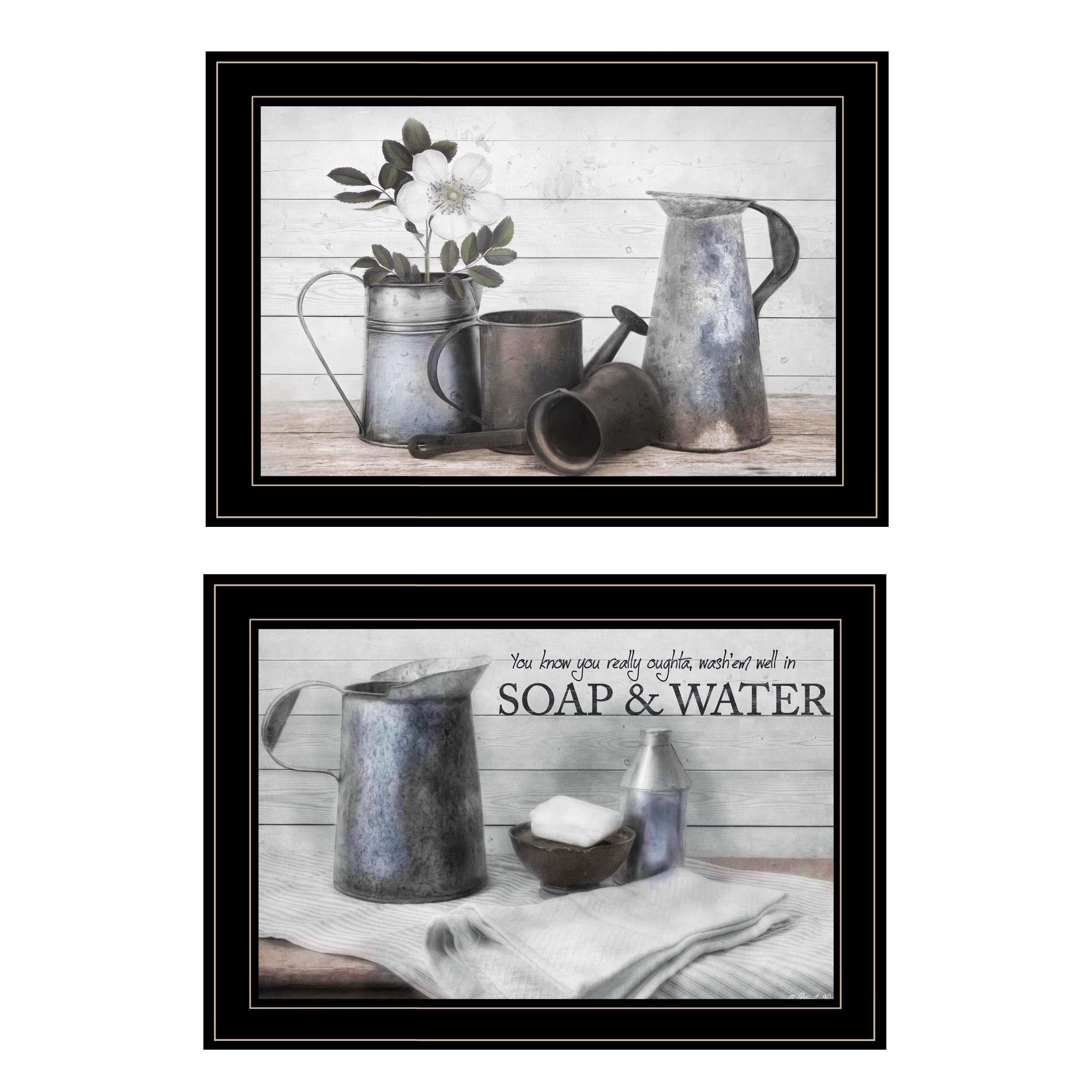 "Soap / Floral" 2-Piece Vignette by Robin-Lee Vieira, Black Frame