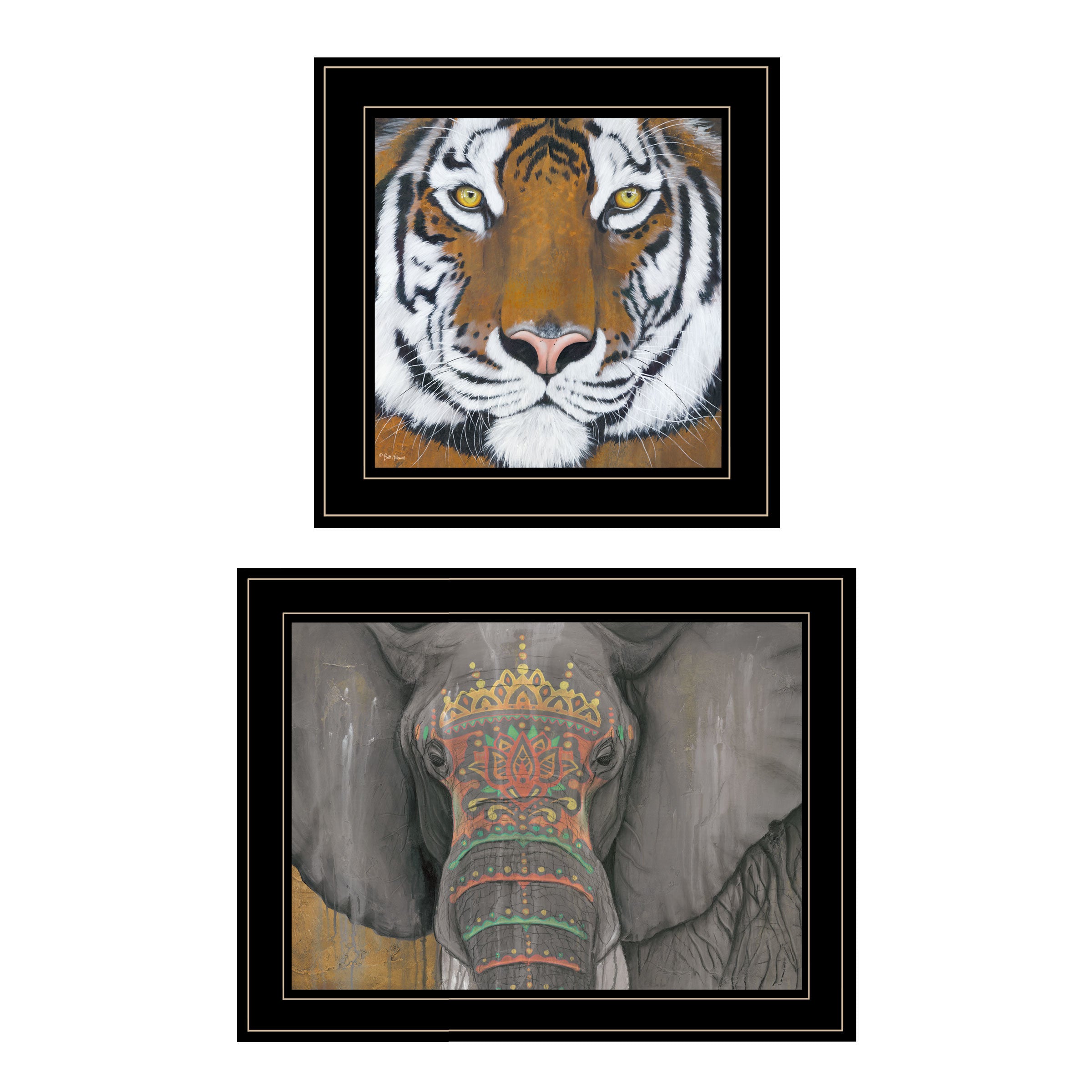 "Wildlife II" 2-Piece Vignette by Britt Hallowell, Black Frame