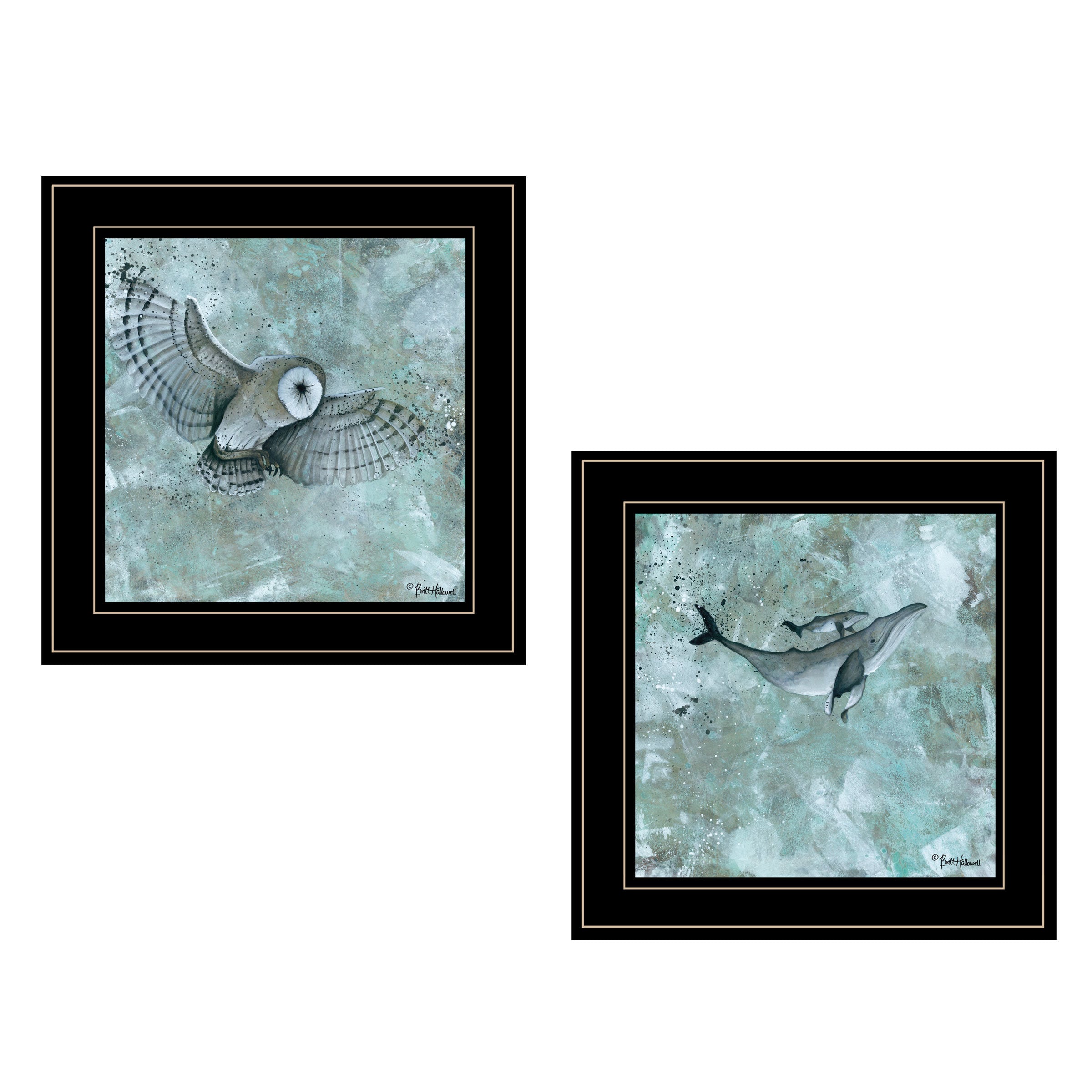 "Wildlife" 2-Piece Vignette by Britt Hallowell, Black Frame