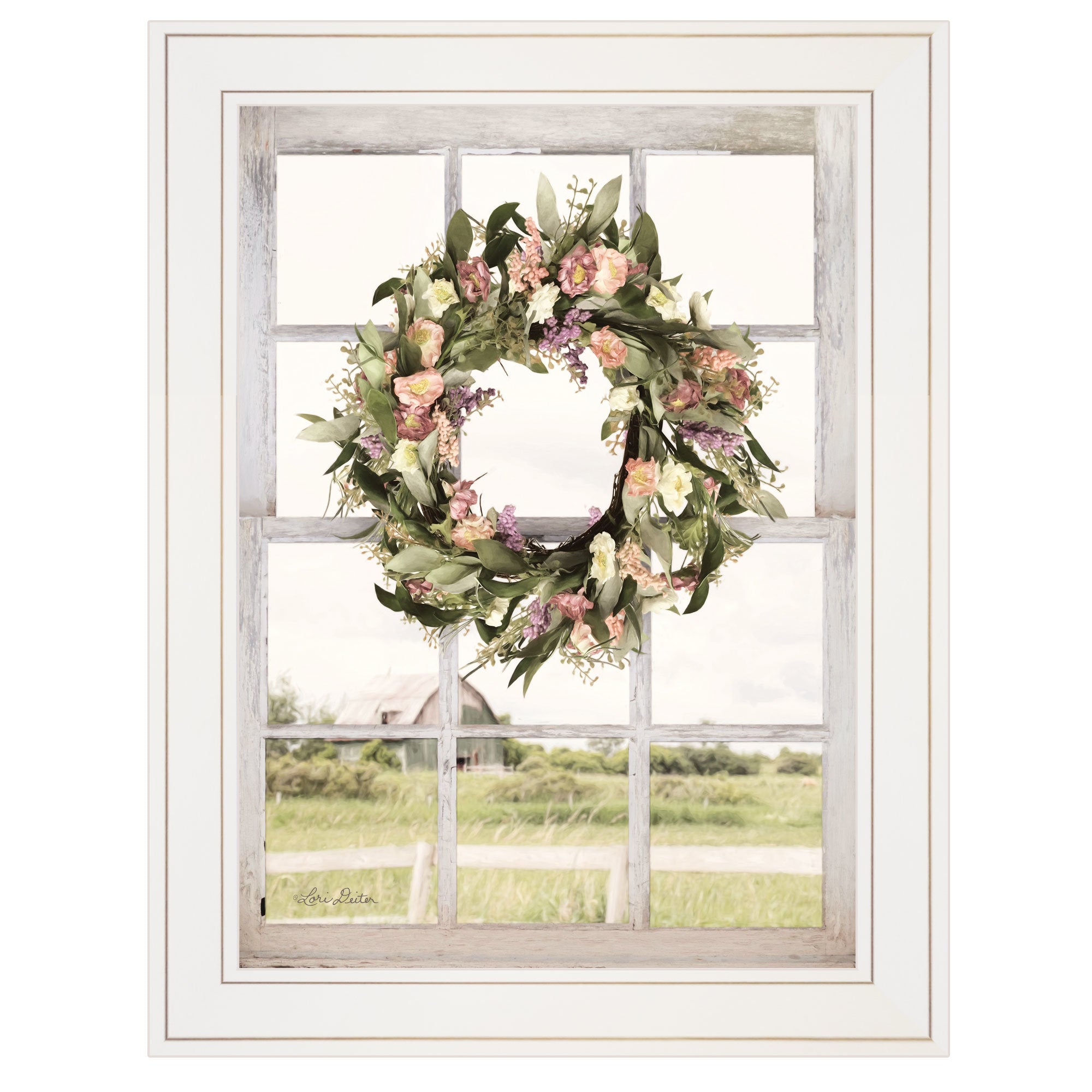 "Summer View" by Lori Deiter, Ready to Hang Framed Print, White Window-Style Frame