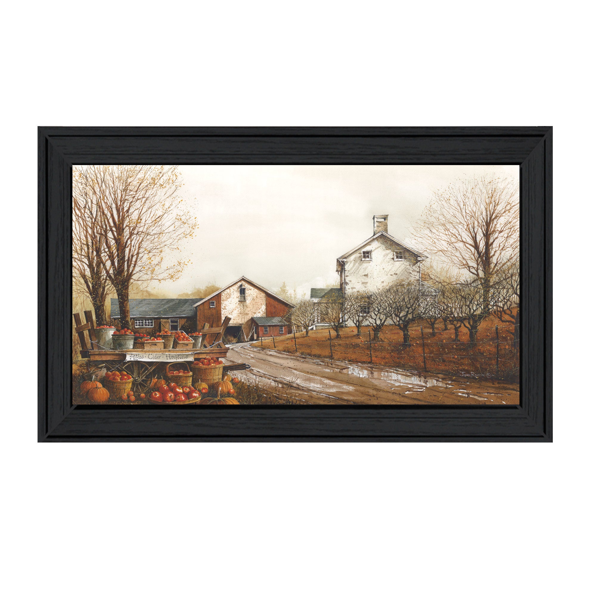 "Autumn's Bounty" By John Rossini, Printed Wall Art, Ready To Hang Framed Poster, Black Frame