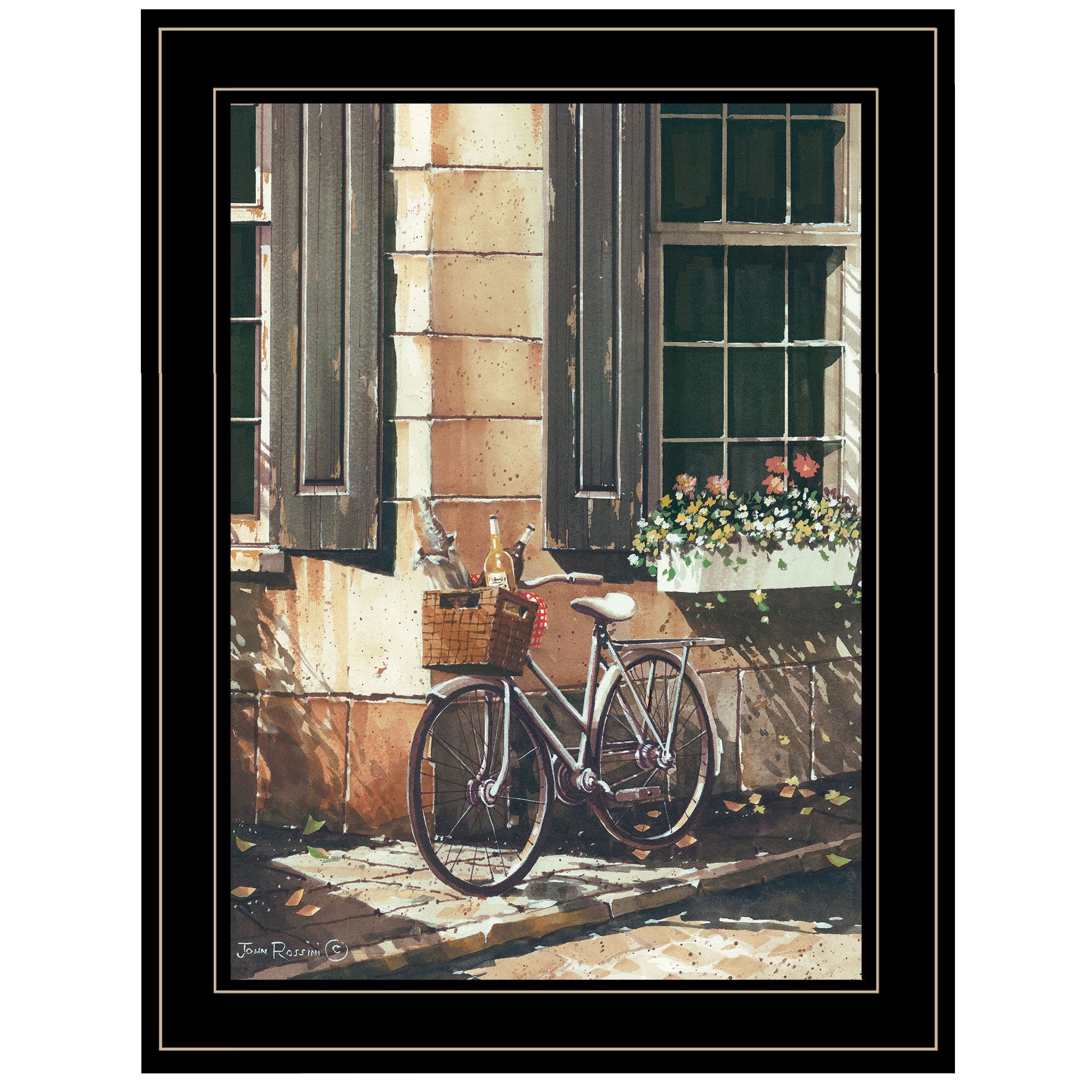 "Picnic Getaway" by John Rossini, Ready to Hang Framed Print, Black Frame