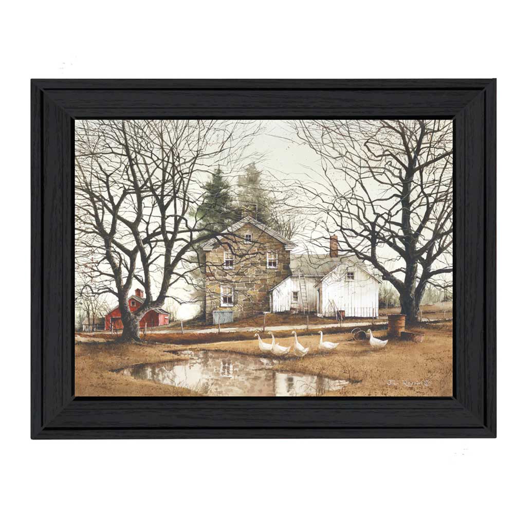 "Cold Swim" By John Rossini, Printed Wall Art, Ready To Hang Framed Poster, Black Frame