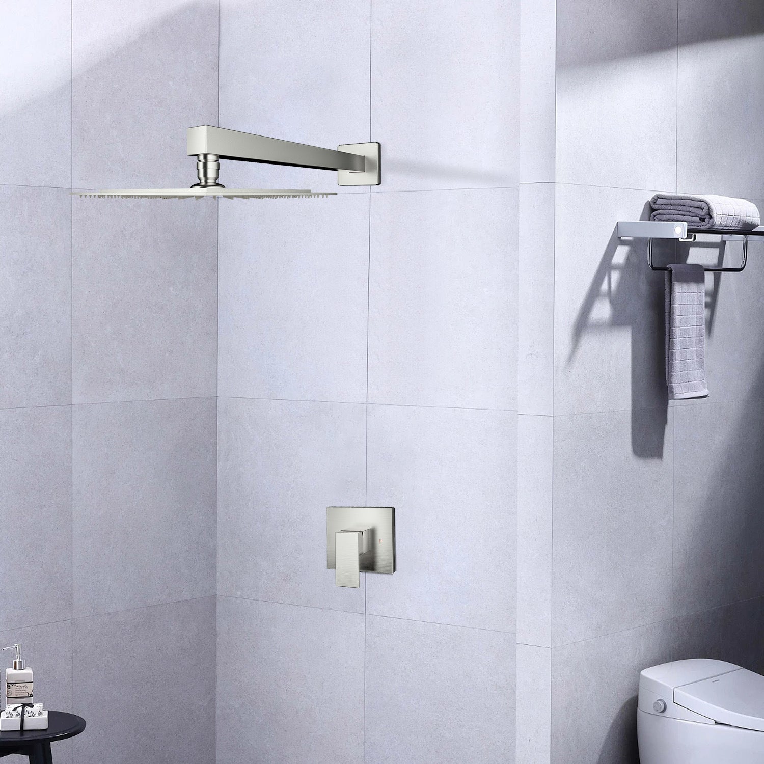 Wall Mounted Shower Faucet in Brushed nickel (Valve Included)