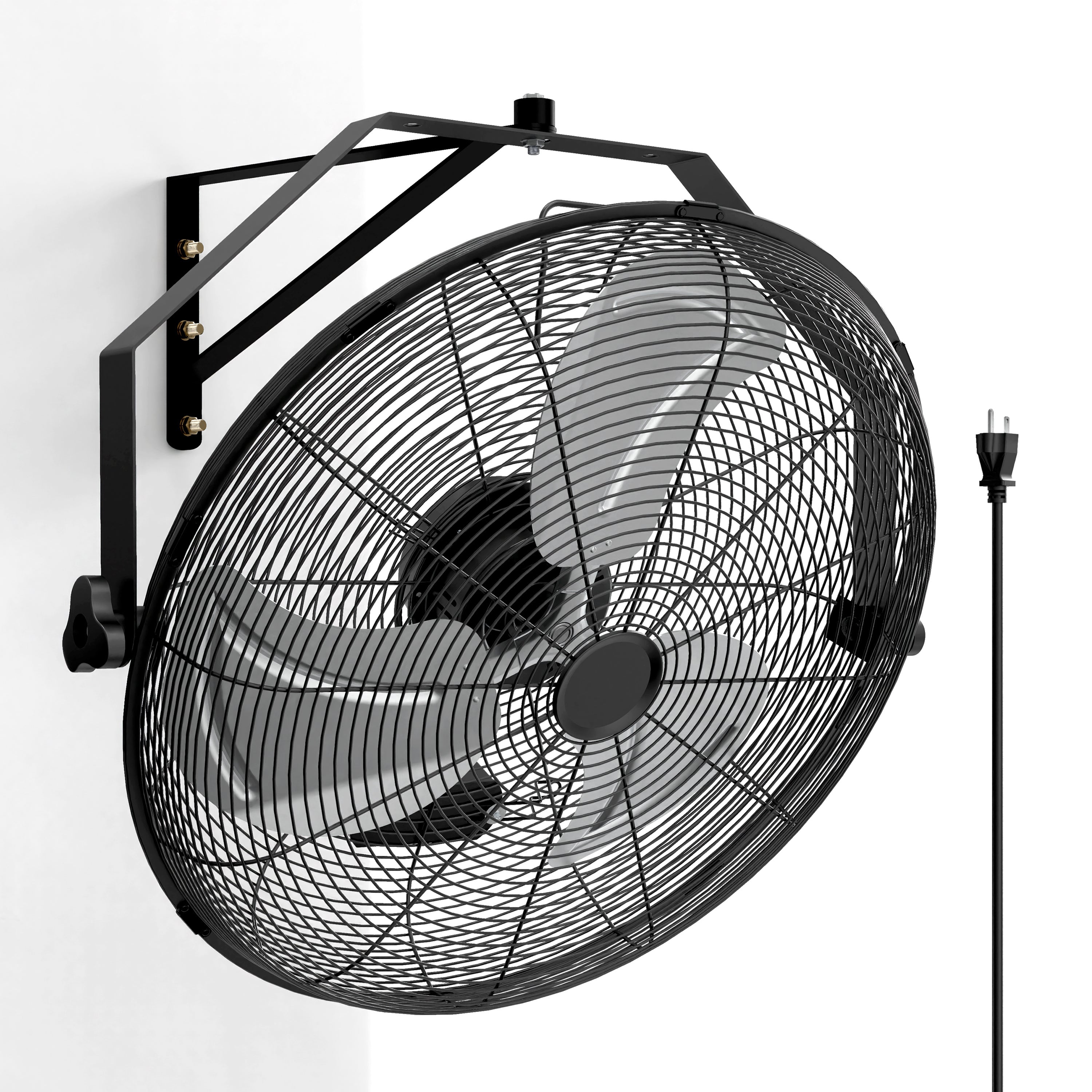 InfiniPower 20 Inch High Velocity Wall Mount Fan with Rack and L-Iron, 3 Speed Industrial/Commercial Metal Ventilation Fan