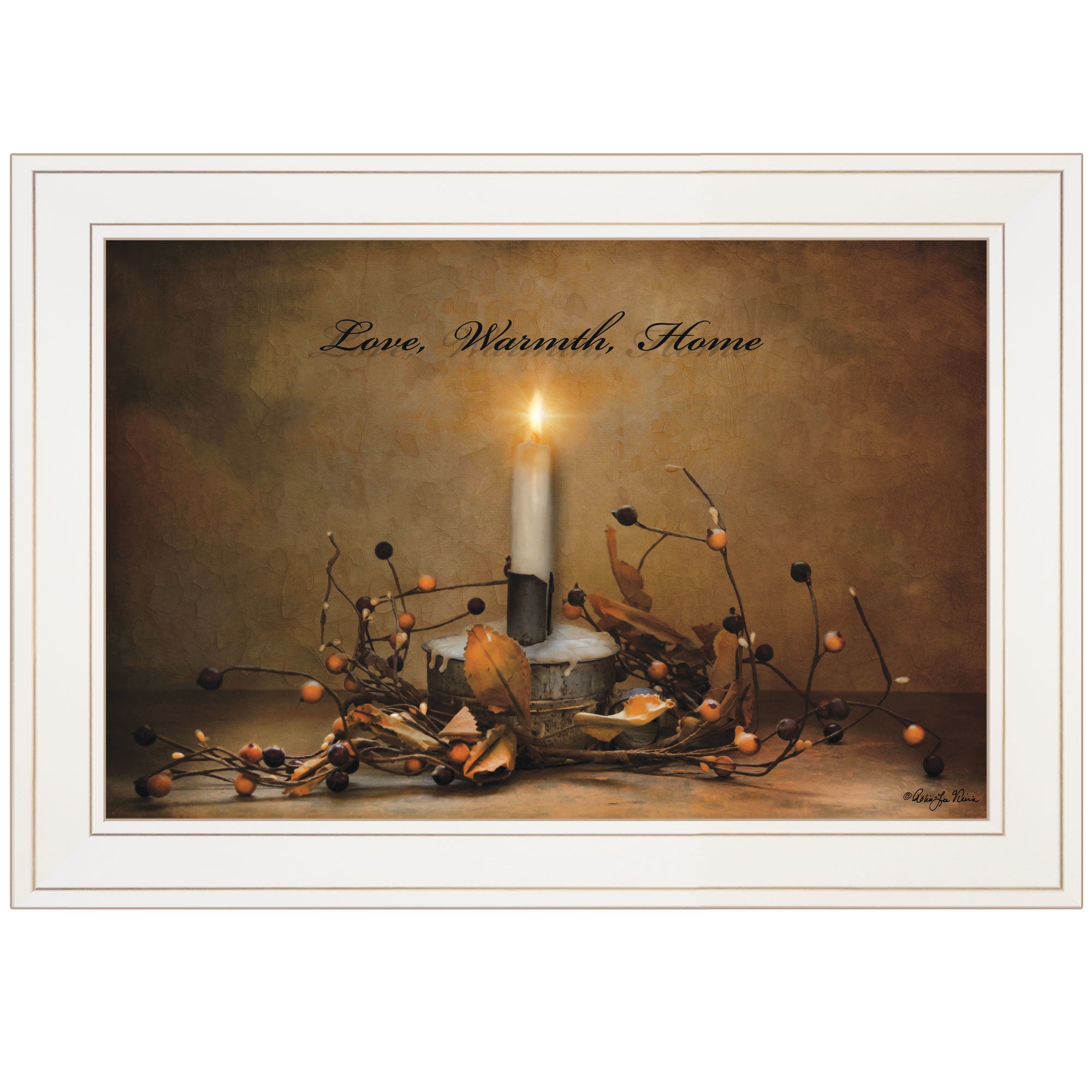 "Love, Warmth, Home" by Robin-Lee Vieira, Ready to Hang Framed Print, White Frame