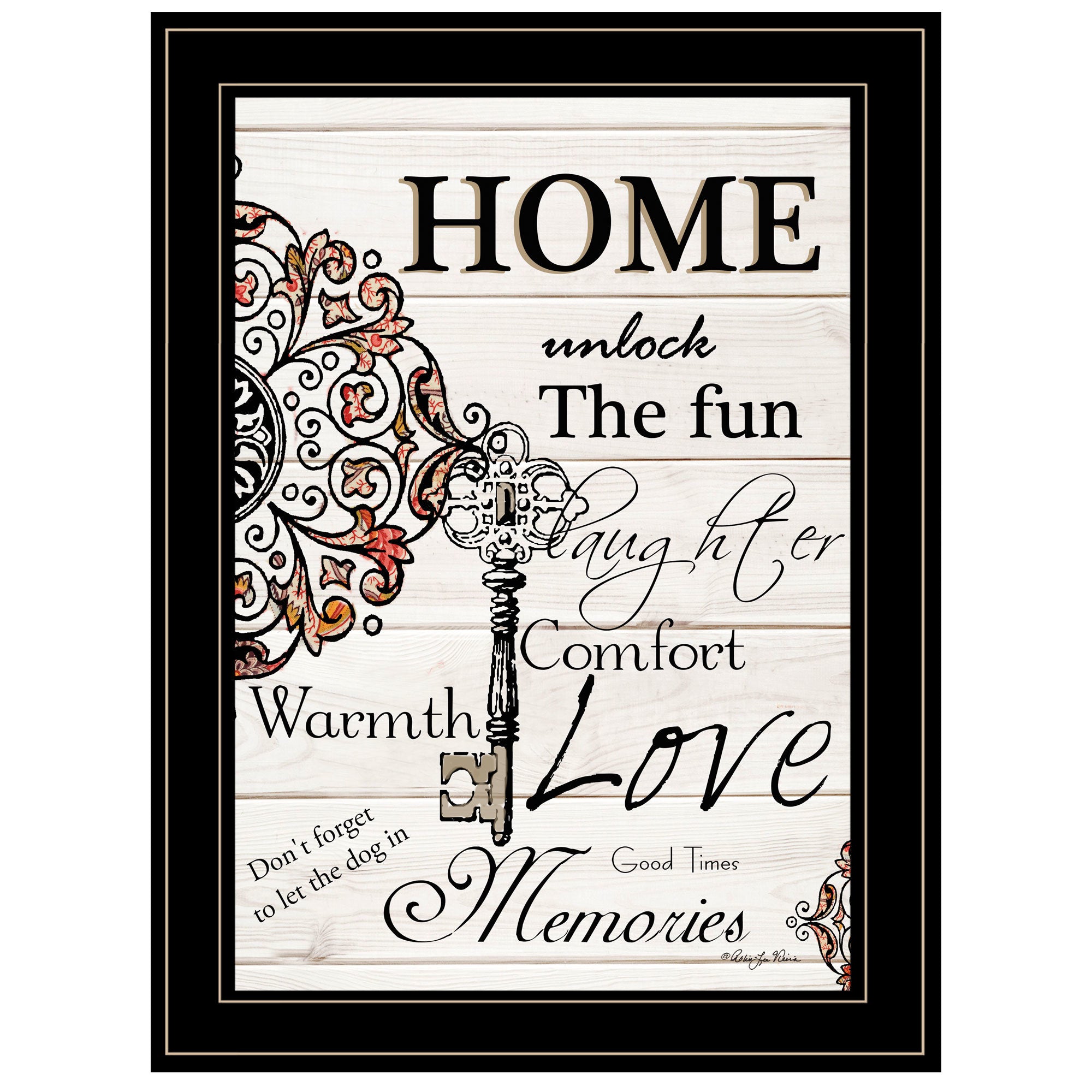 "Home / Laughter" by Robin-Lee Vieira, Ready to Hang Framed Print, Black Frame