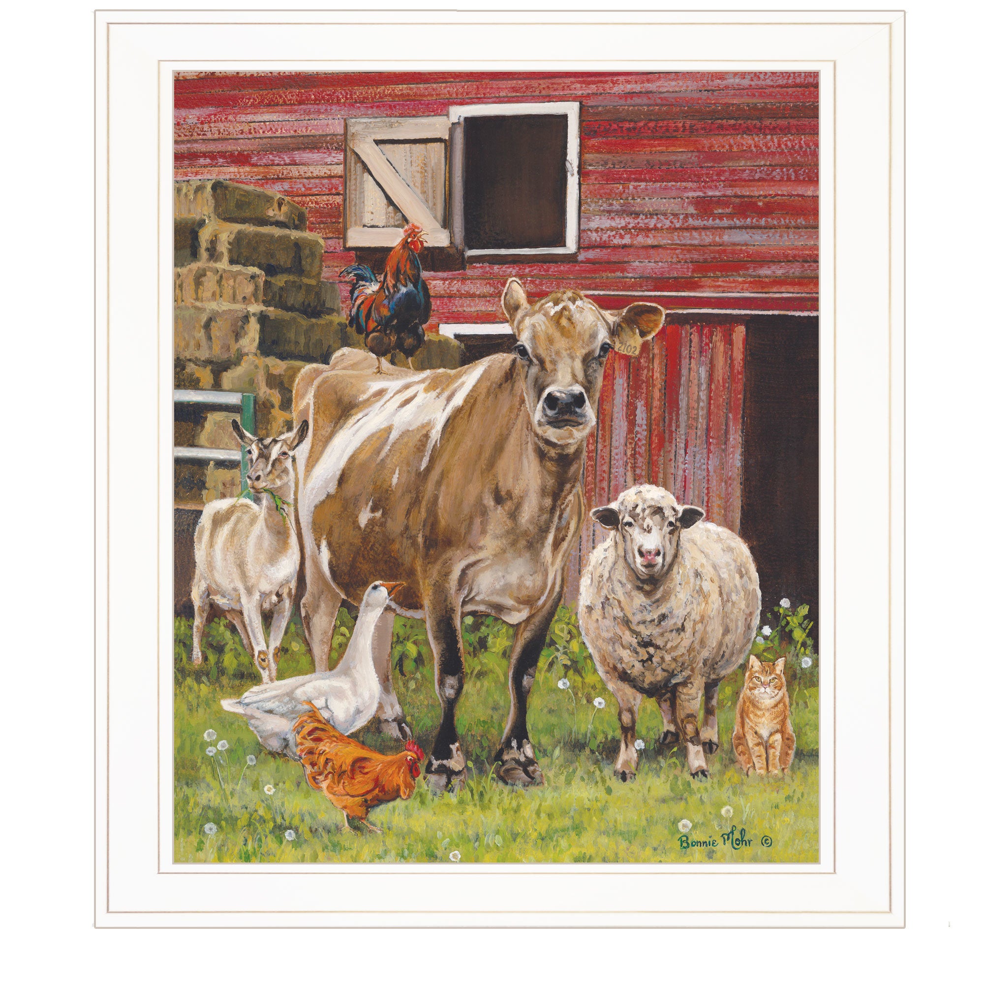 "Barnyardigans" by Bonnie Mohr, Ready to Hang Framed Print, White Frame