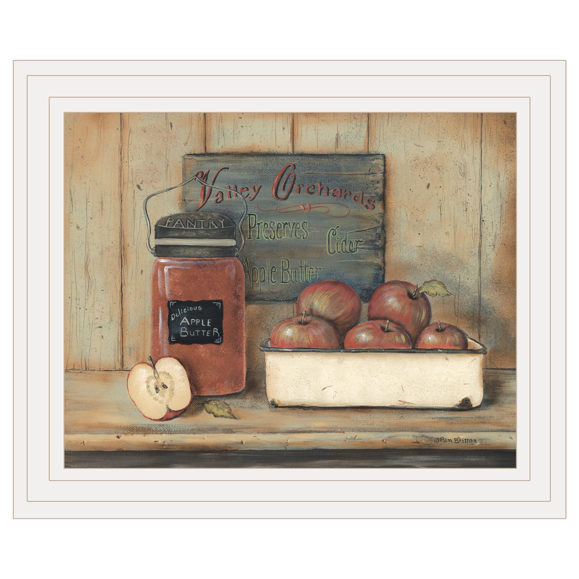 "Apple Butter" by Pam Britton, Ready to Hang Framed print, White Frame