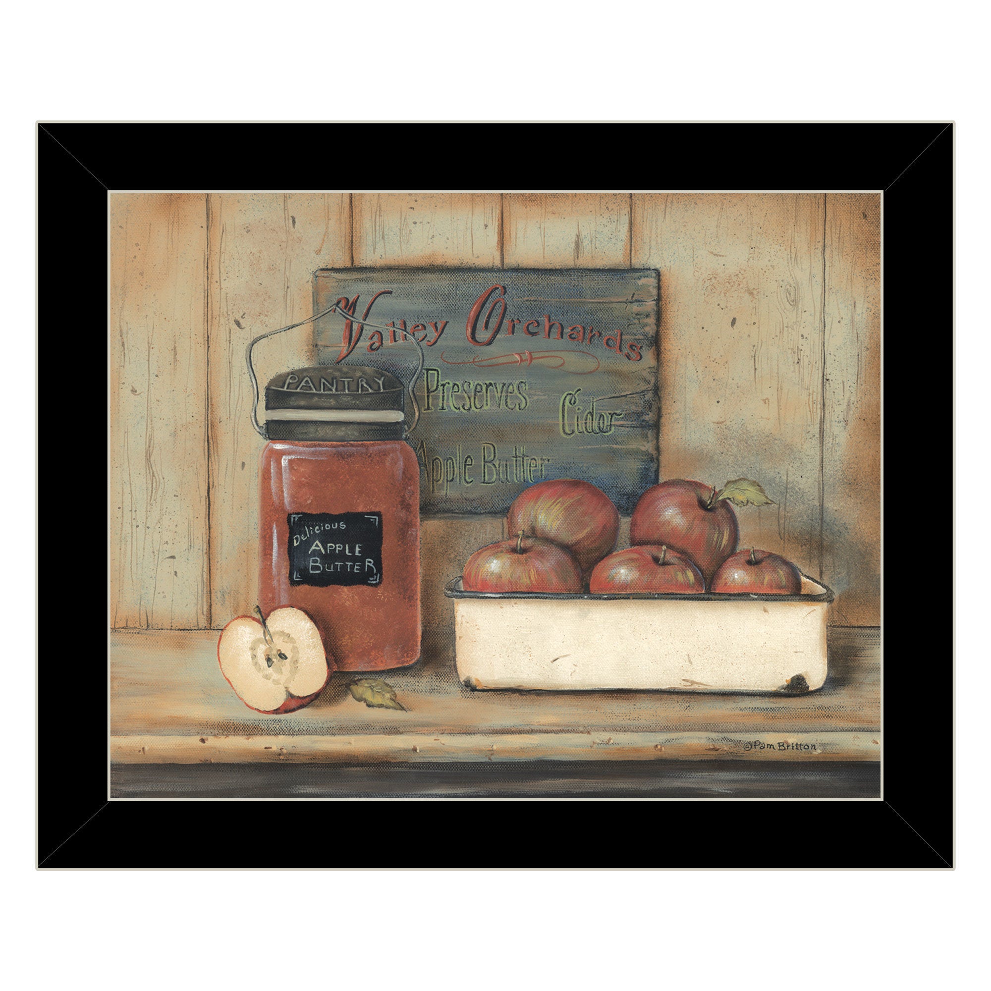 "Apple Butter" by Pam Britton, Ready to Hang Framed Print, Black Frame