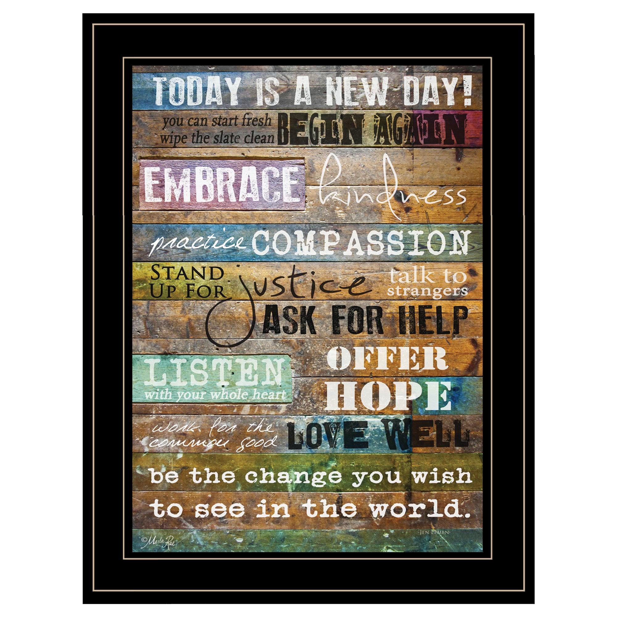 "Today Is" by Marla Rae, Ready to Hang Framed Print, Black Frame