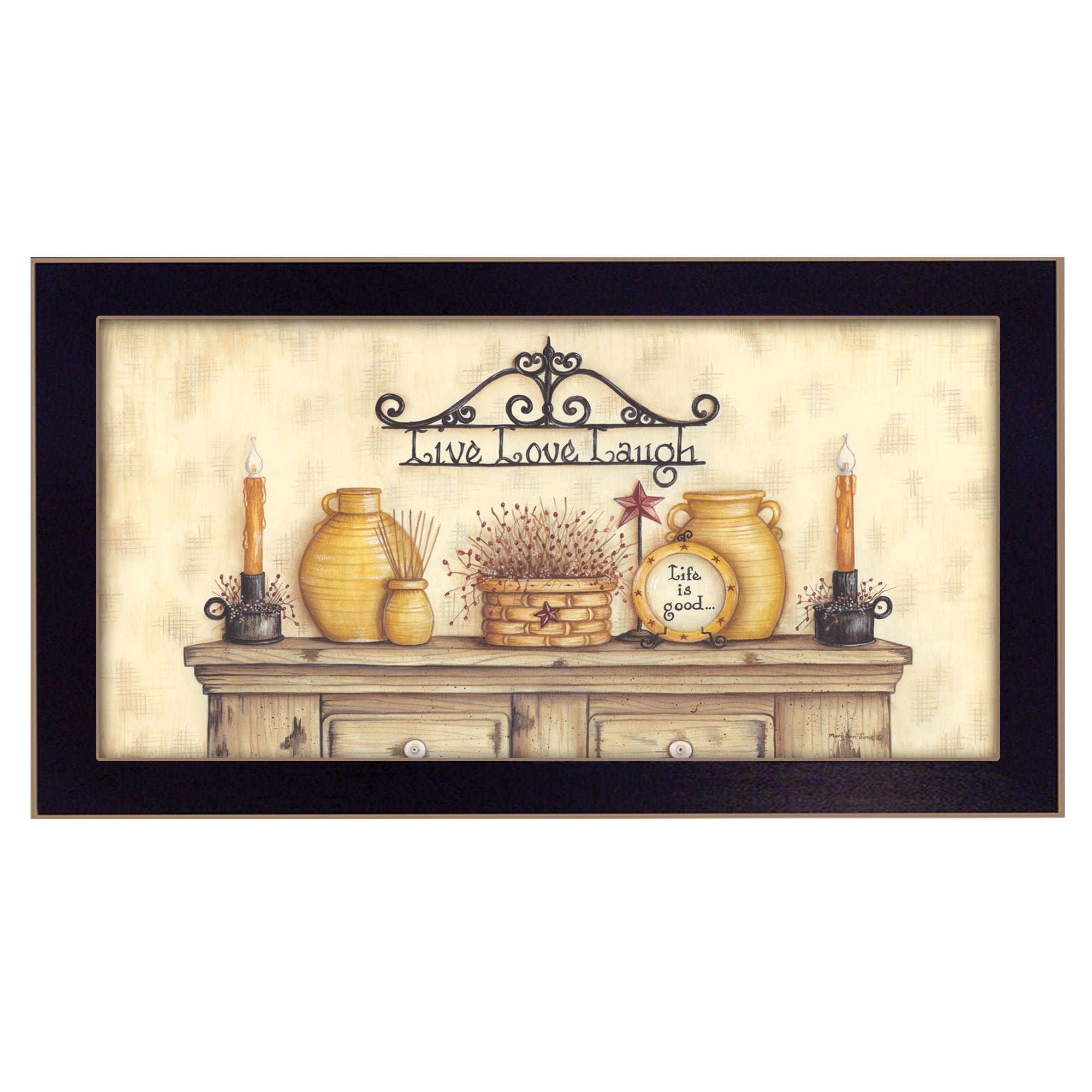 "Live, Love, Laugh" By Mary June, Printed Wall Art, Ready To Hang Framed Poster, Black Frame