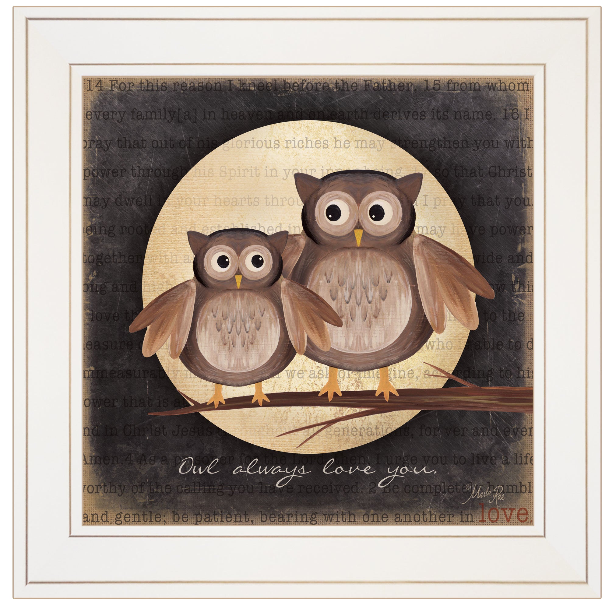 "Owl Always Love & Need You" by Marla Rae, Ready to Hang Framed Print, White Frame