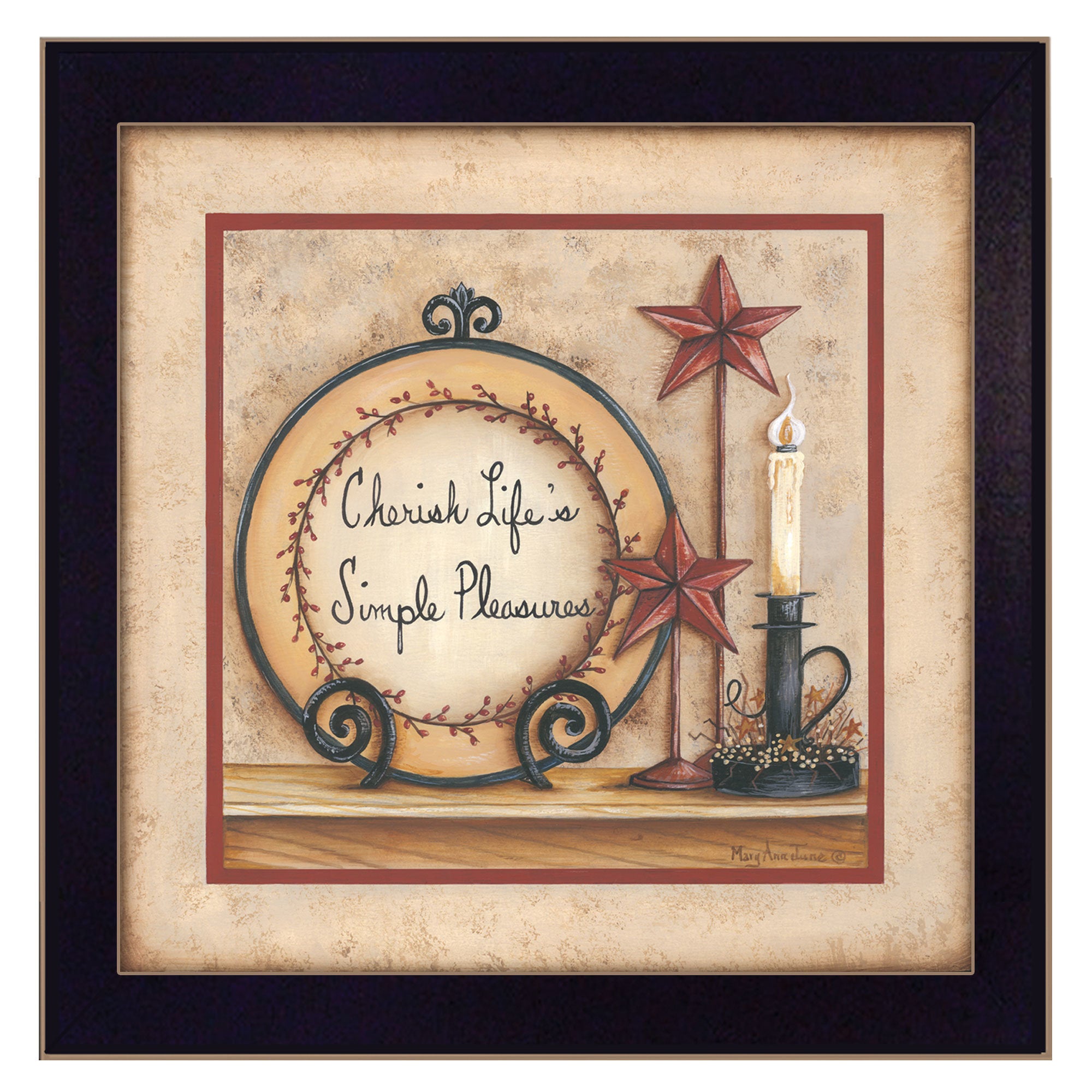 "Simple Pleasures" By Mary June, Printed Wall Art, Ready To Hang Framed Poster, Black Frame