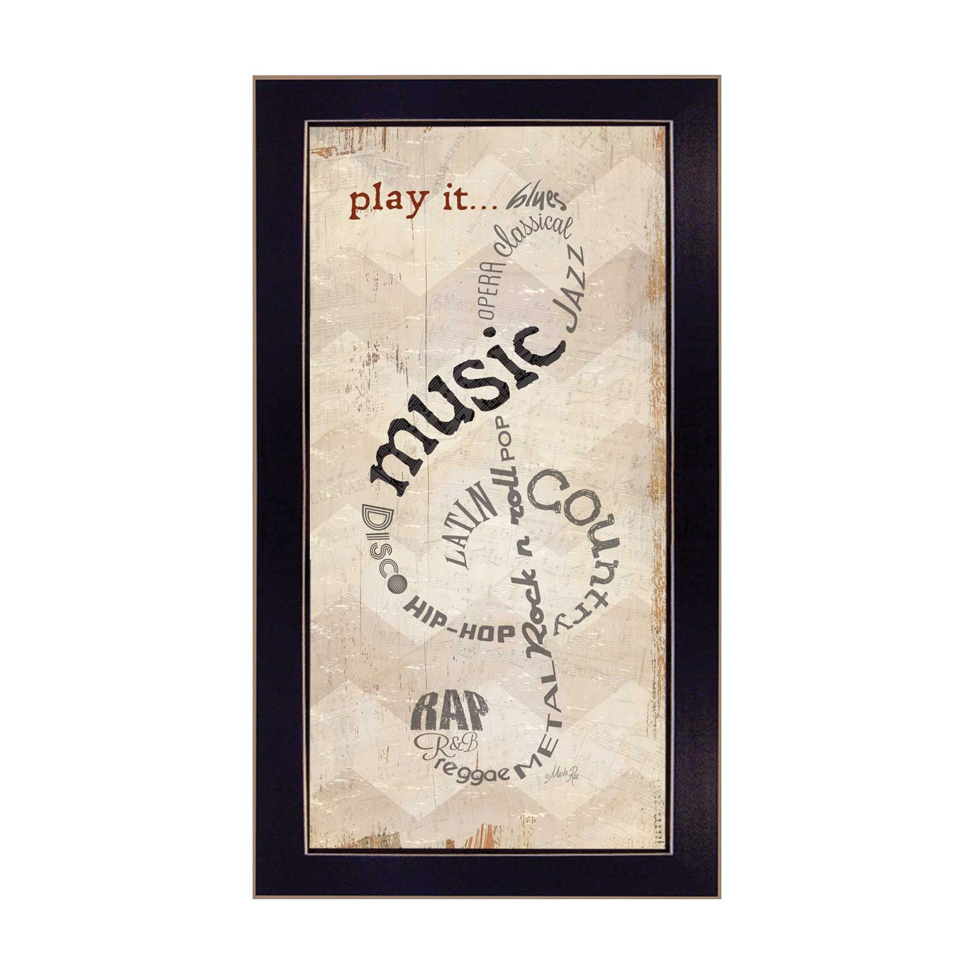 "Play It" By Marla Rae, Printed Wall Art, Ready To Hang Framed Poster, Black Frame