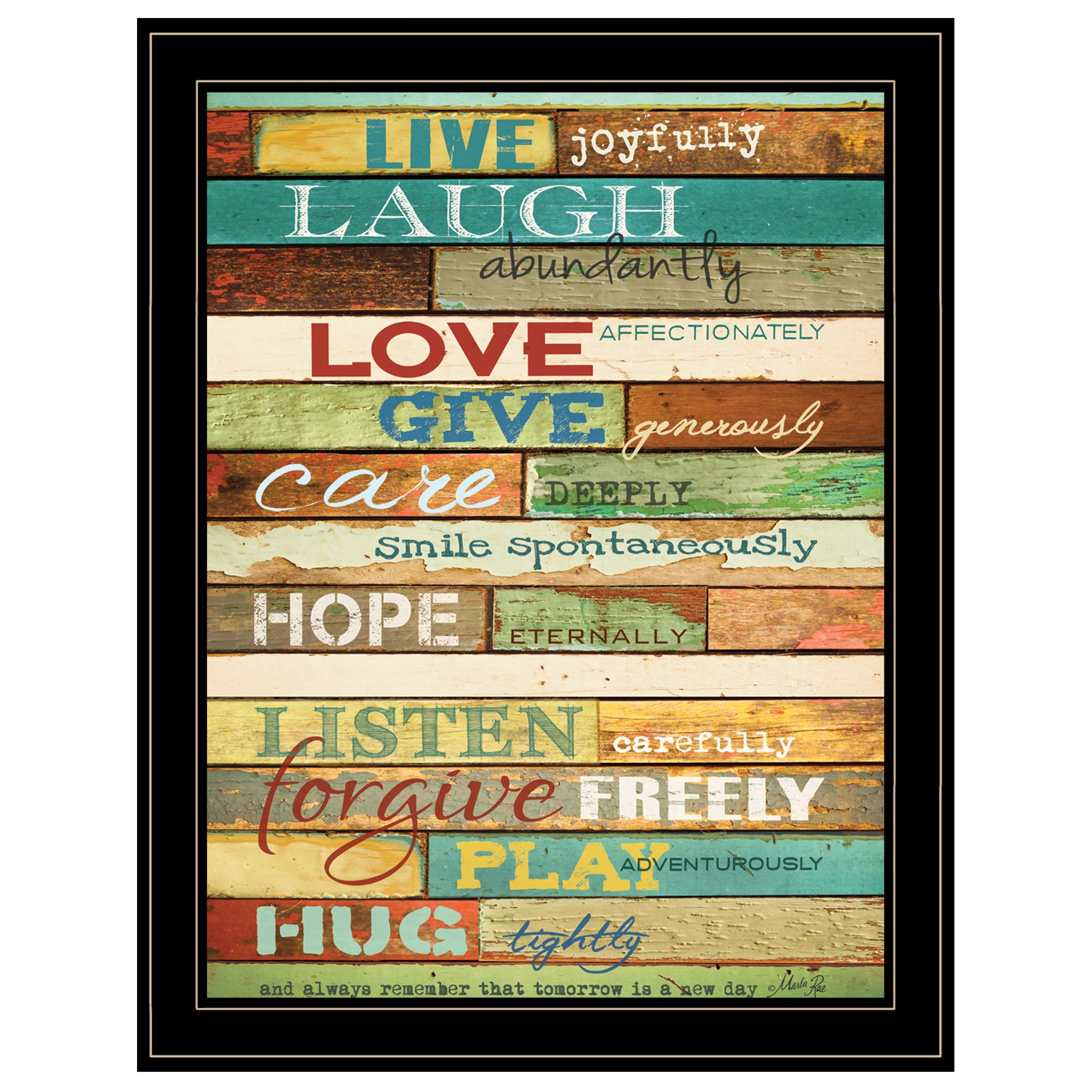 "Live Joyfully" by Marla Rae, Ready to Hang Framed Print, Black Frame