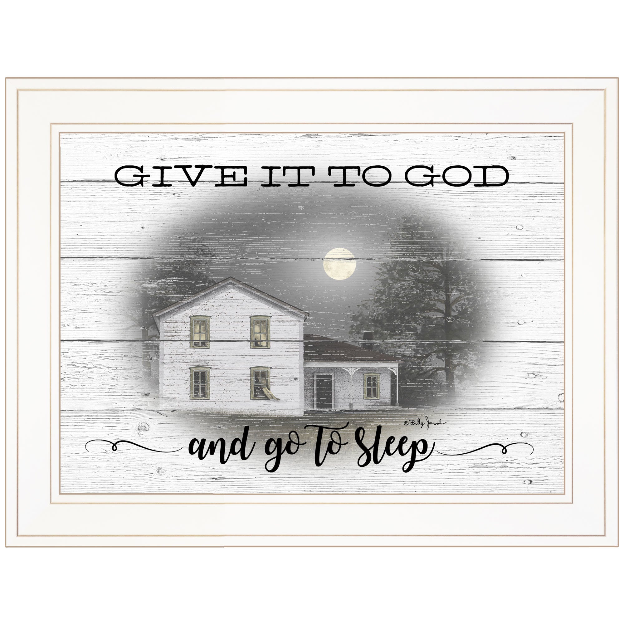 "Give it to God" By Billy Jacobs, Ready to Hang Framed Print, White Frame
