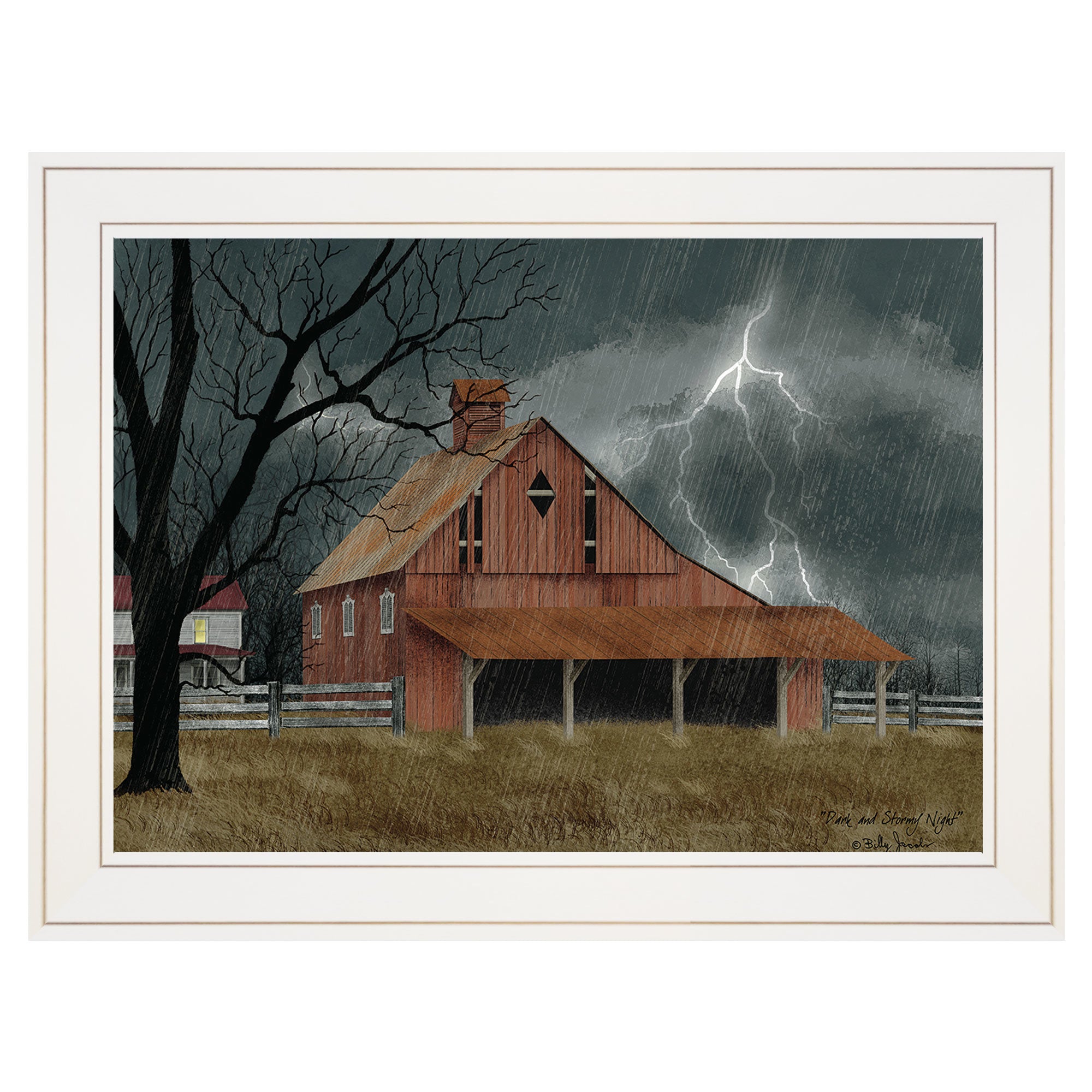 "Dark and Stormy Night" By Billy Jacobs, Ready to Hang Framed Print, White Frame