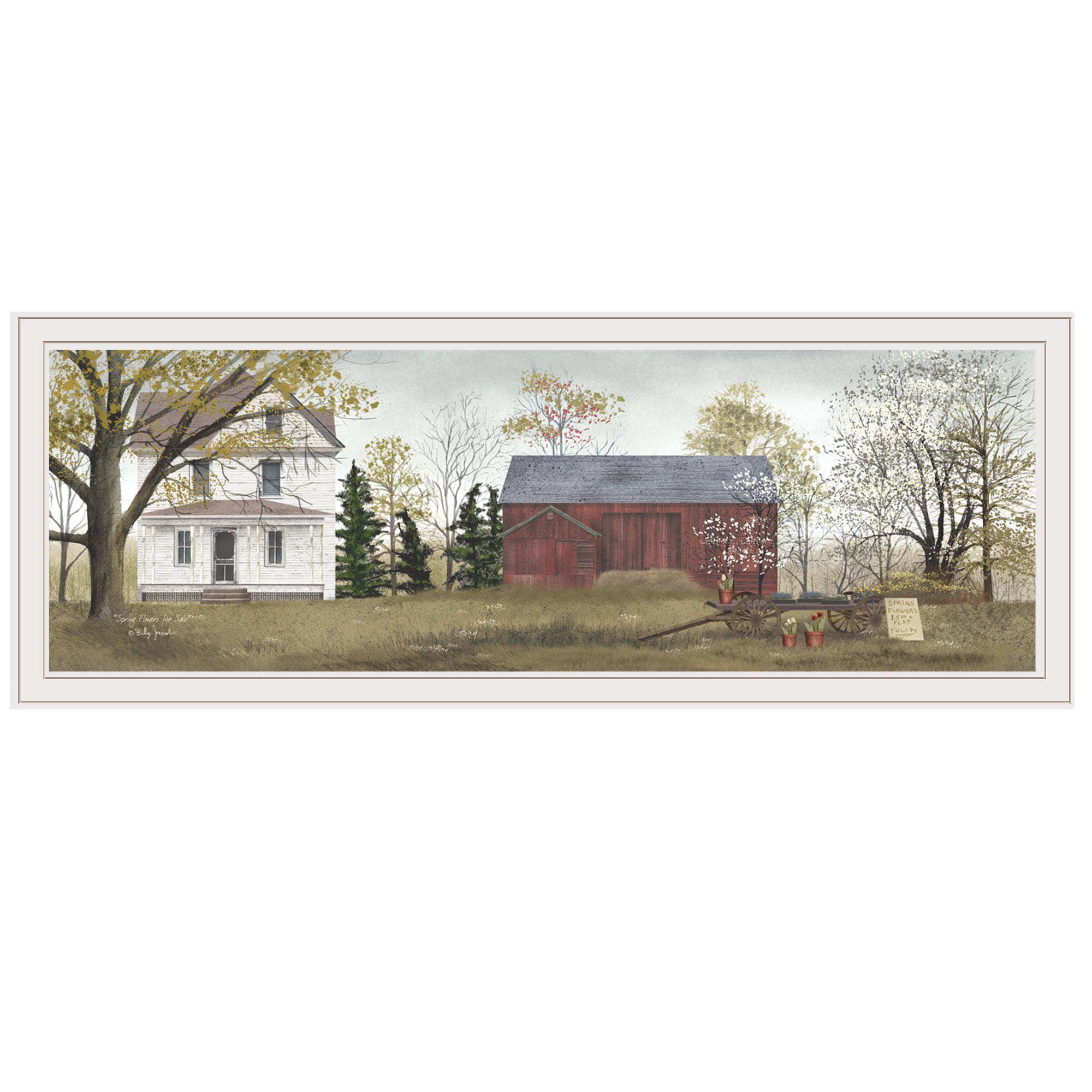 "Spring Flowers for Sale" By Billy Jacob, Ready to Hang Framed Print, White Frame