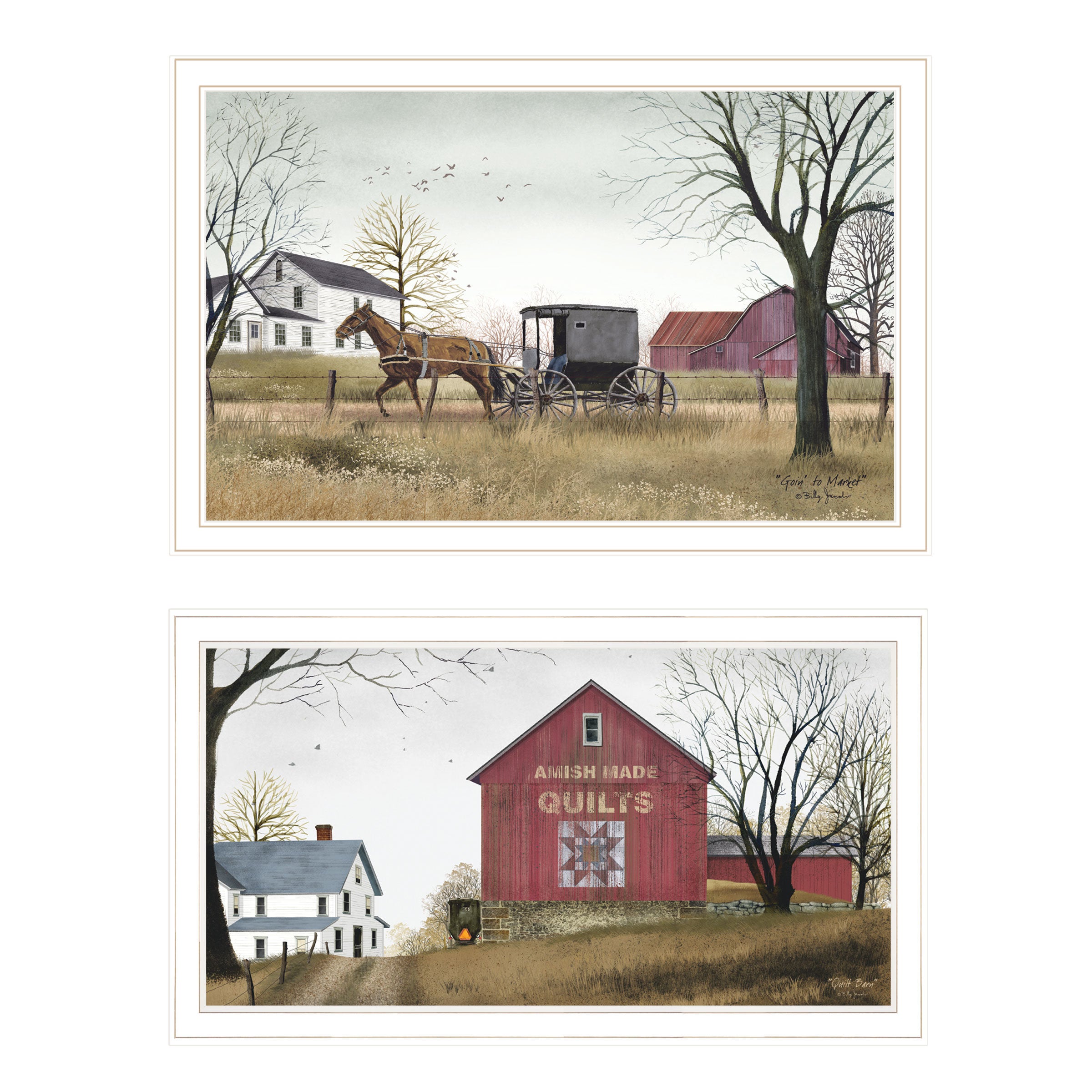 "Goin to Market" 2-Piece Vignette by Billy Jacobs, White Frame