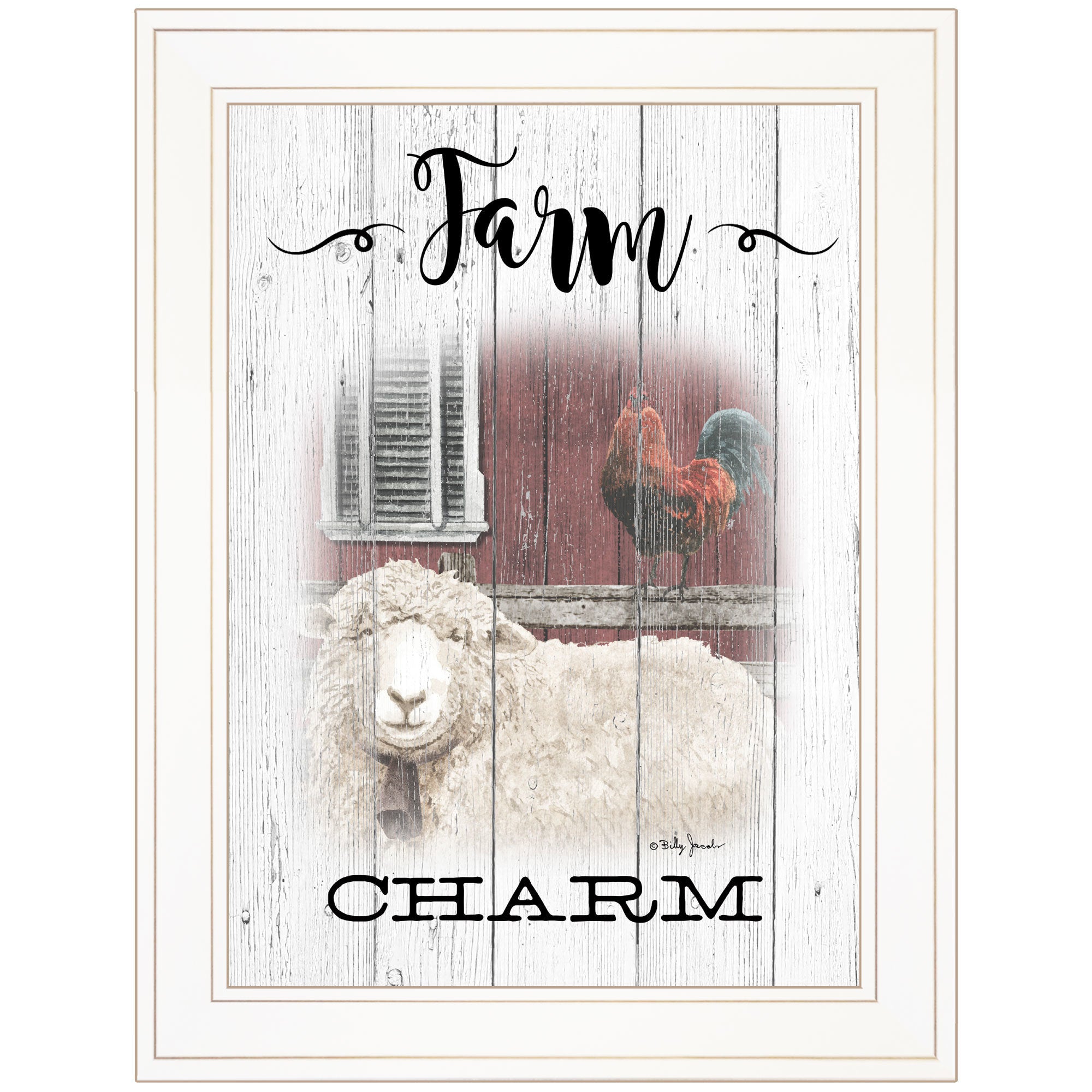 "Farm Charm" By Billy Jacobs, Ready to Hang Framed Print, White Frame