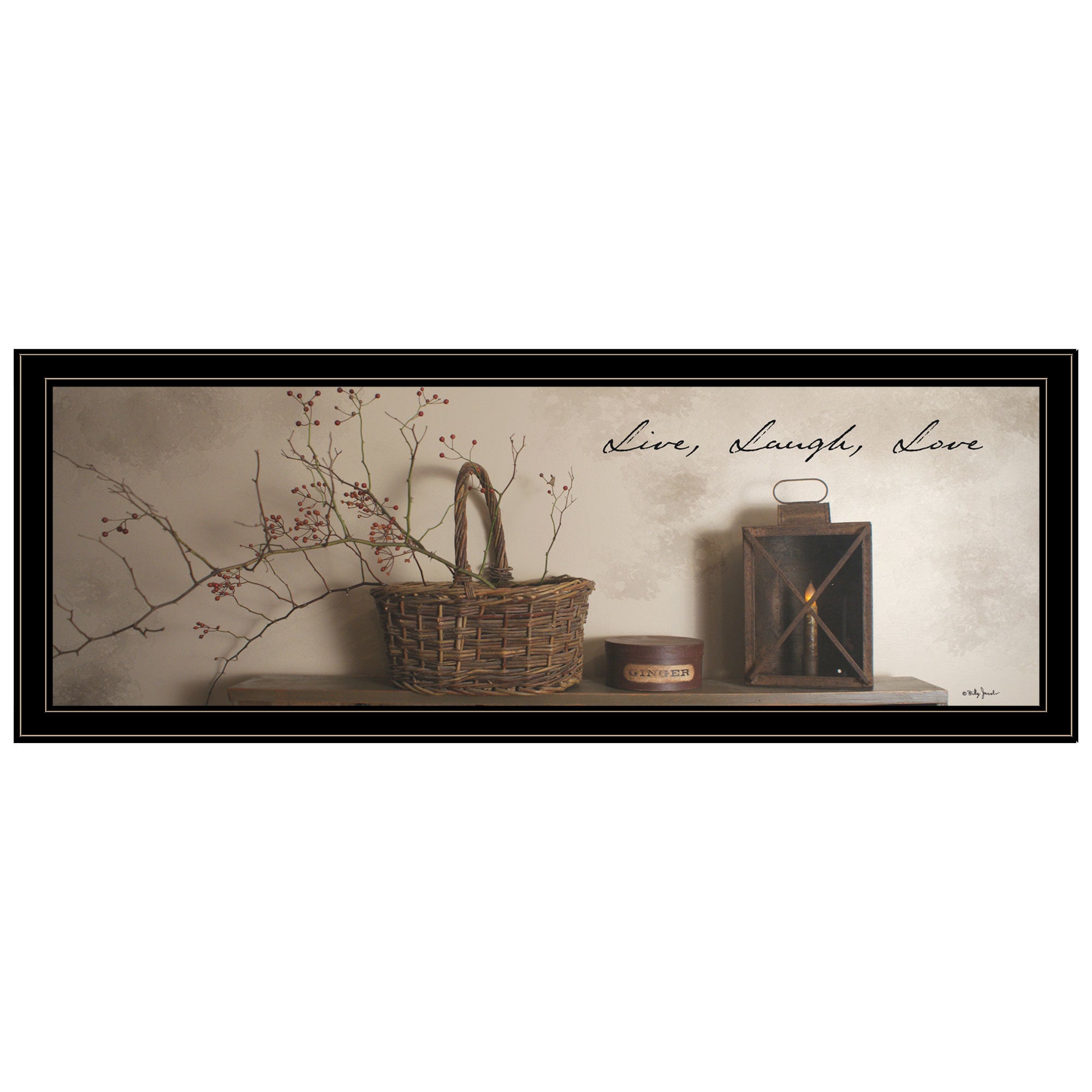 "Live, Laugh and Love" By Billy Jacobs, Ready to Hang Framed Print, Black Frame