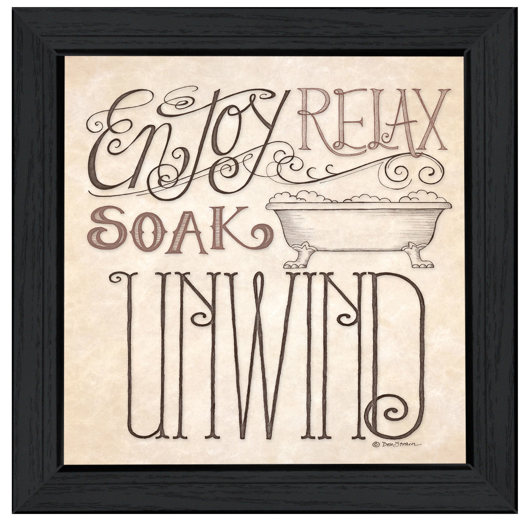 "Soak & Relax" By Deb Strain, Ready to Hang Framed Print, Black Frame