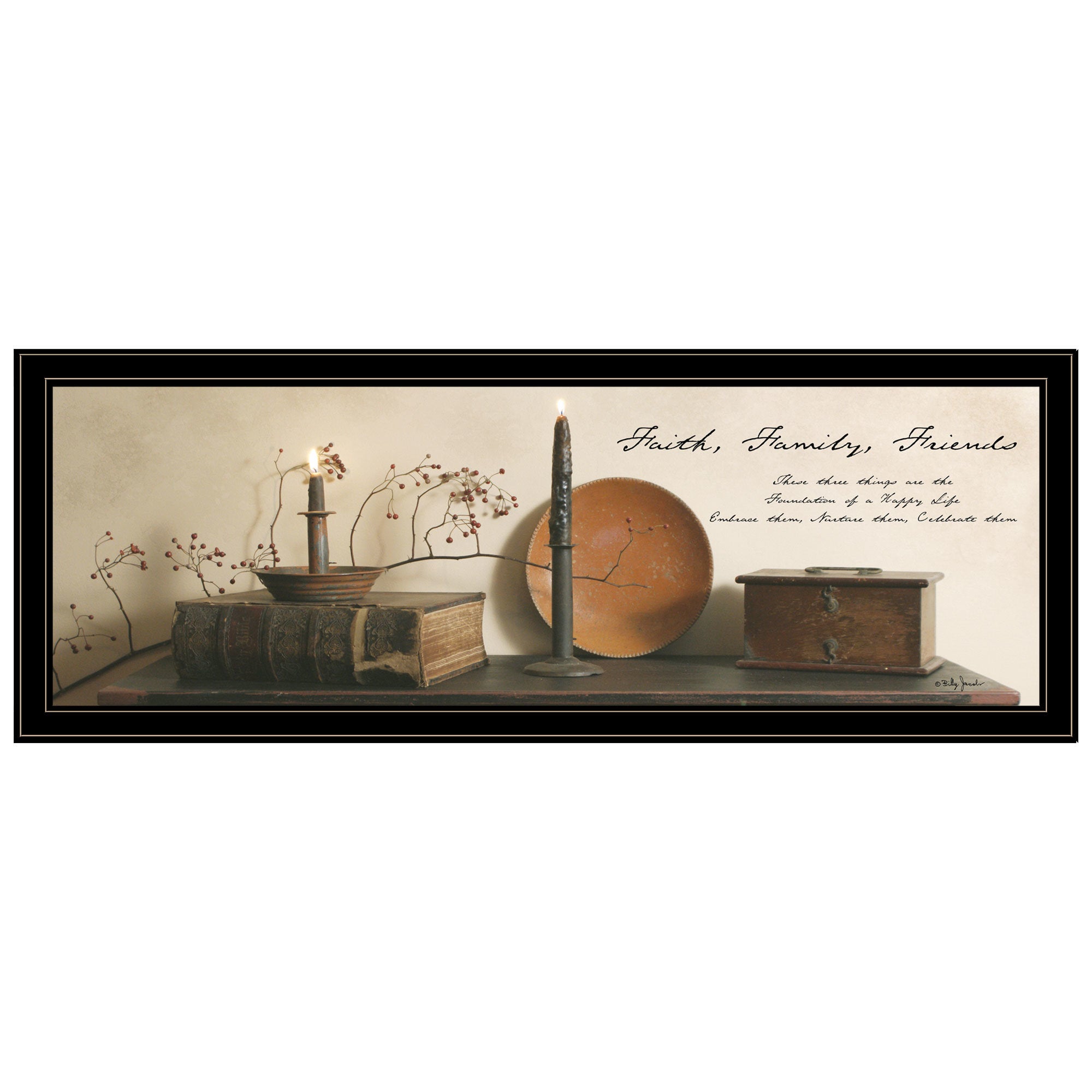 "Faith, Family, Friends" By Billy Jacobs, Ready to Hang Framed Print, Black Frame