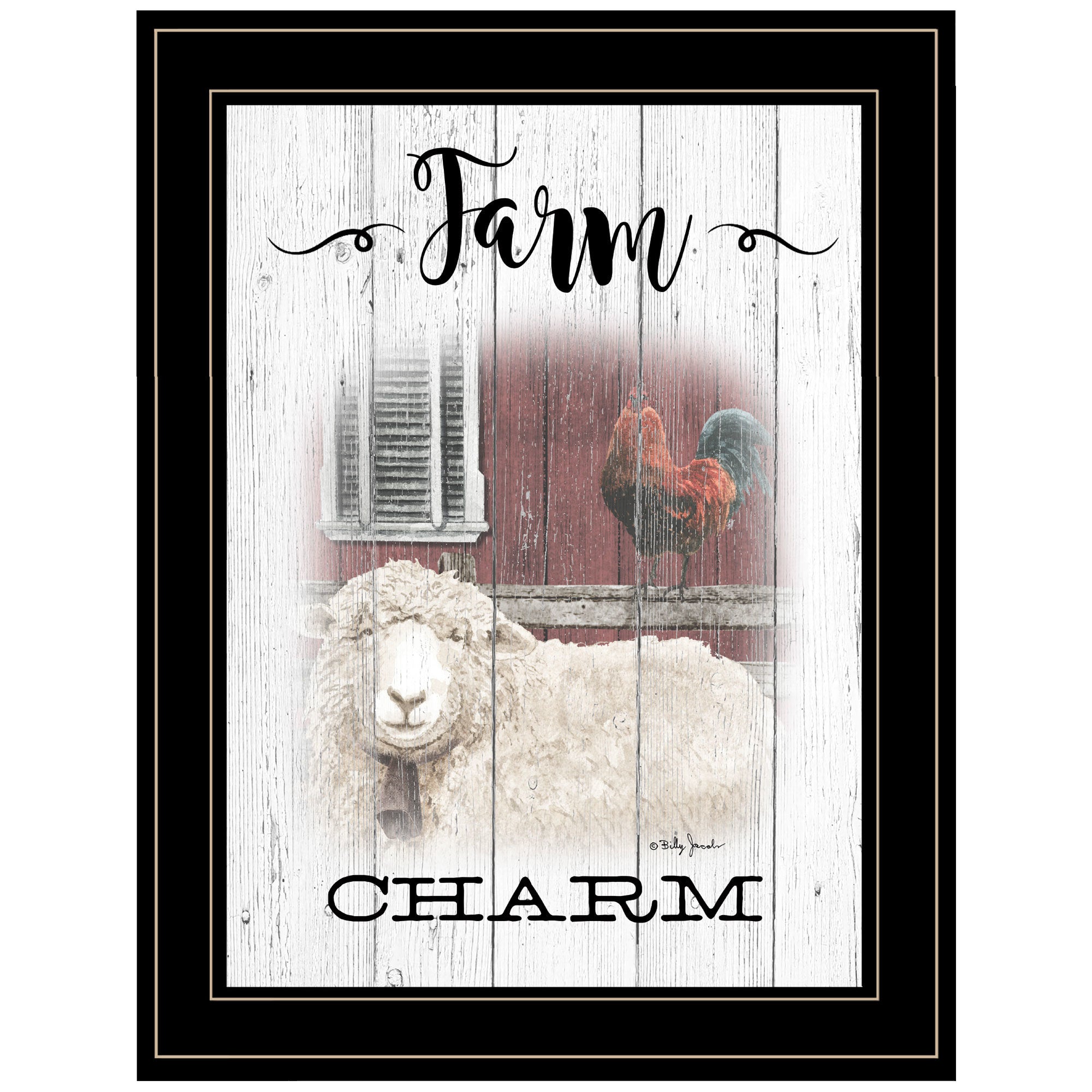 "Farm Charm" By Billy Jacobs, Ready to Hang Framed Print, Black Frame