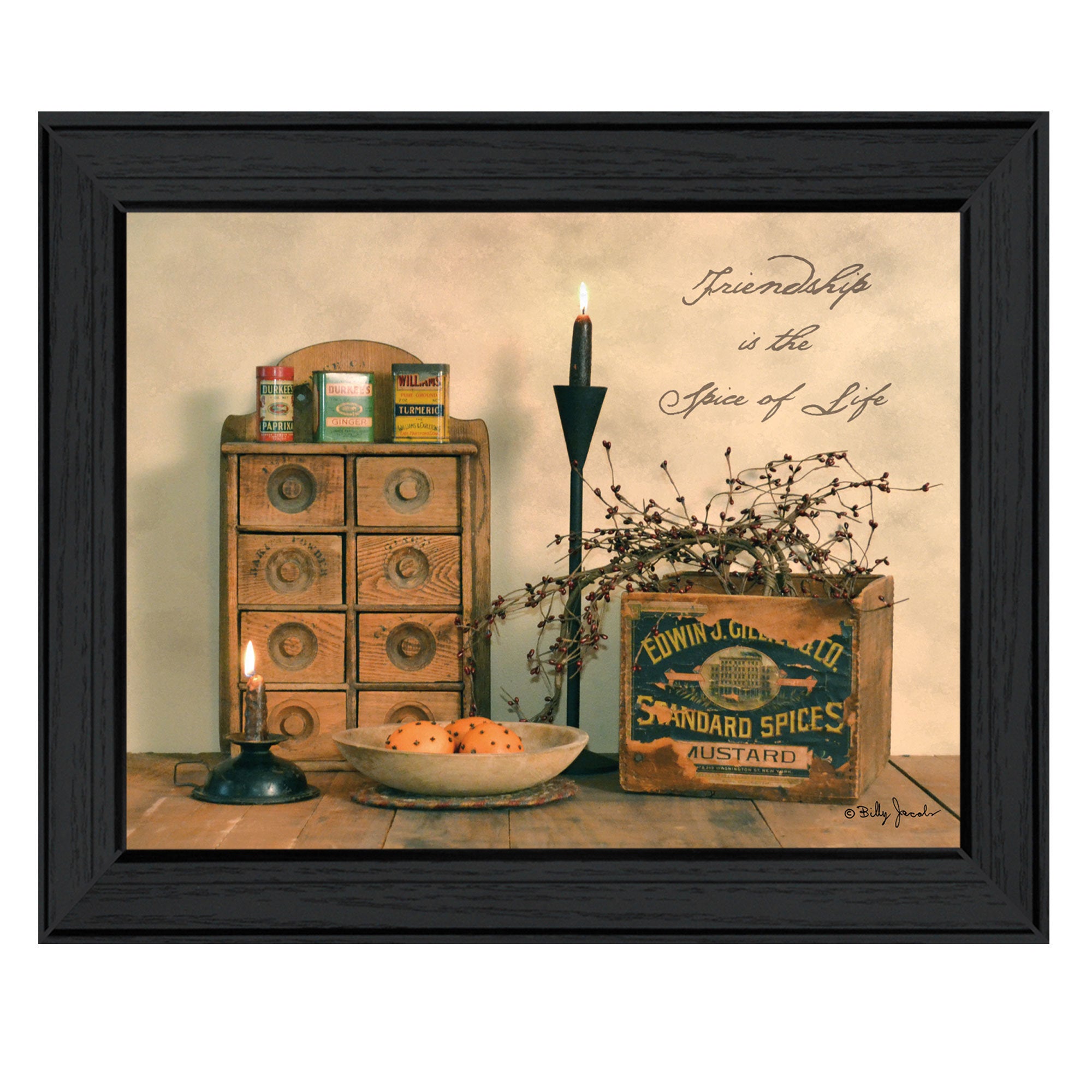 "Friendship is the Spice of Life" By Billy Jacobs, Printed Wall Art, Ready To Hang Framed Poster, Black Frame