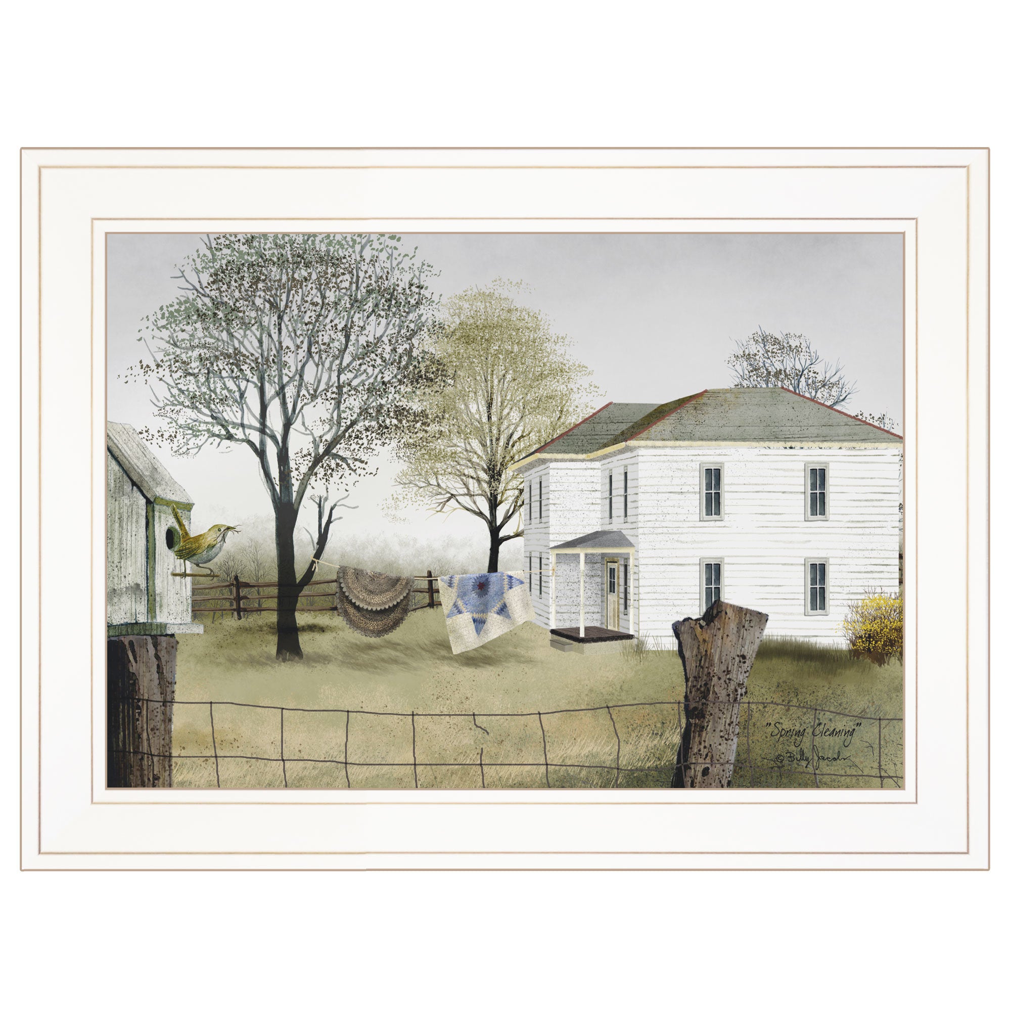 "Spring Cleaning" by Billy Jacobs, Ready to Hang Framed Print, White Frame