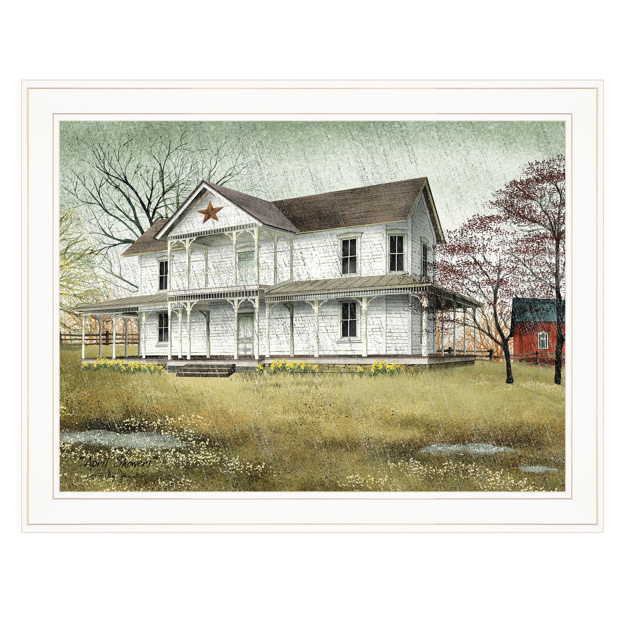 "April Showers" by Billy Jacobs, Ready to Hang Framed Print, White Frame