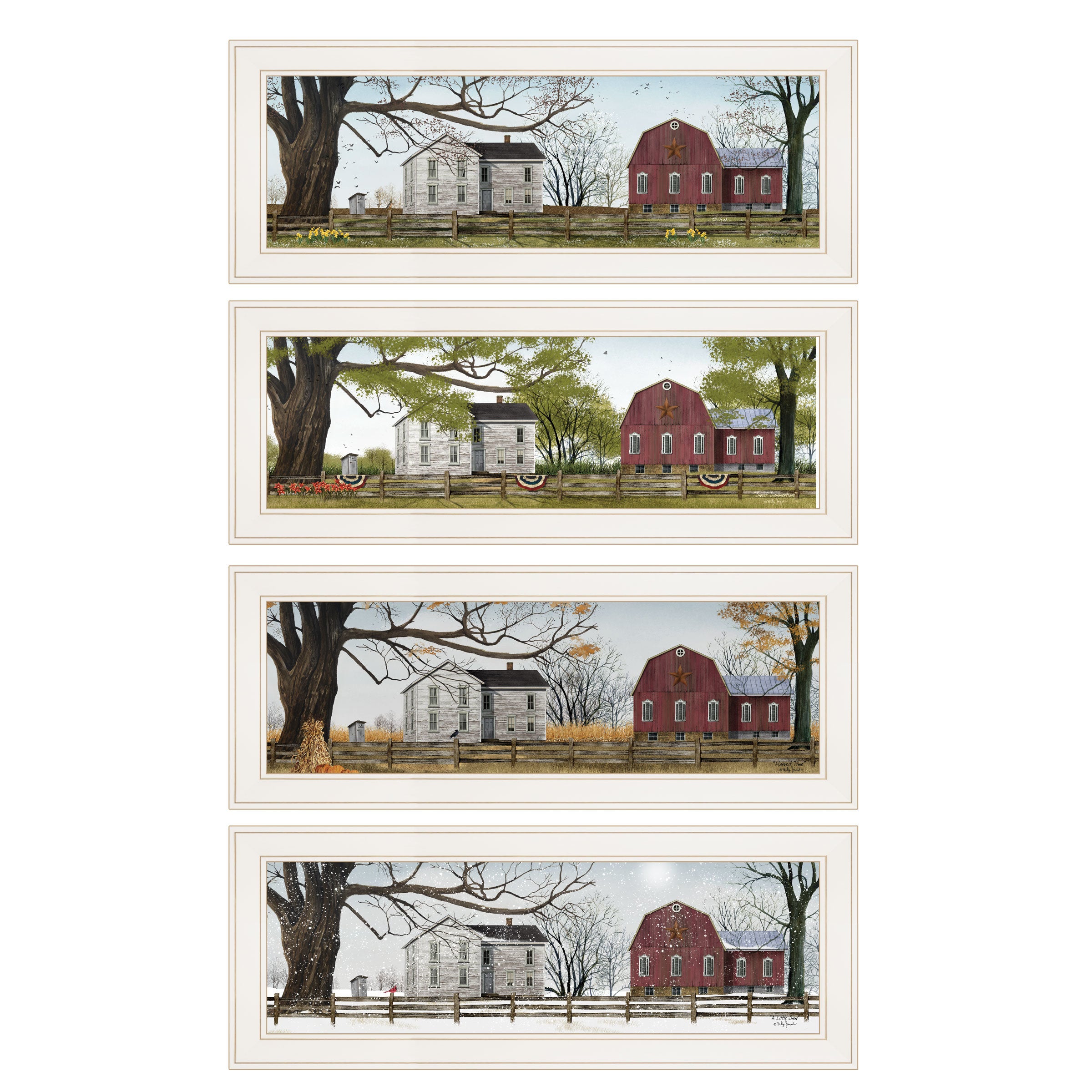 "Four Seasons Collection II" 4-Piece Vignette by Billy Jacobs, White Frame