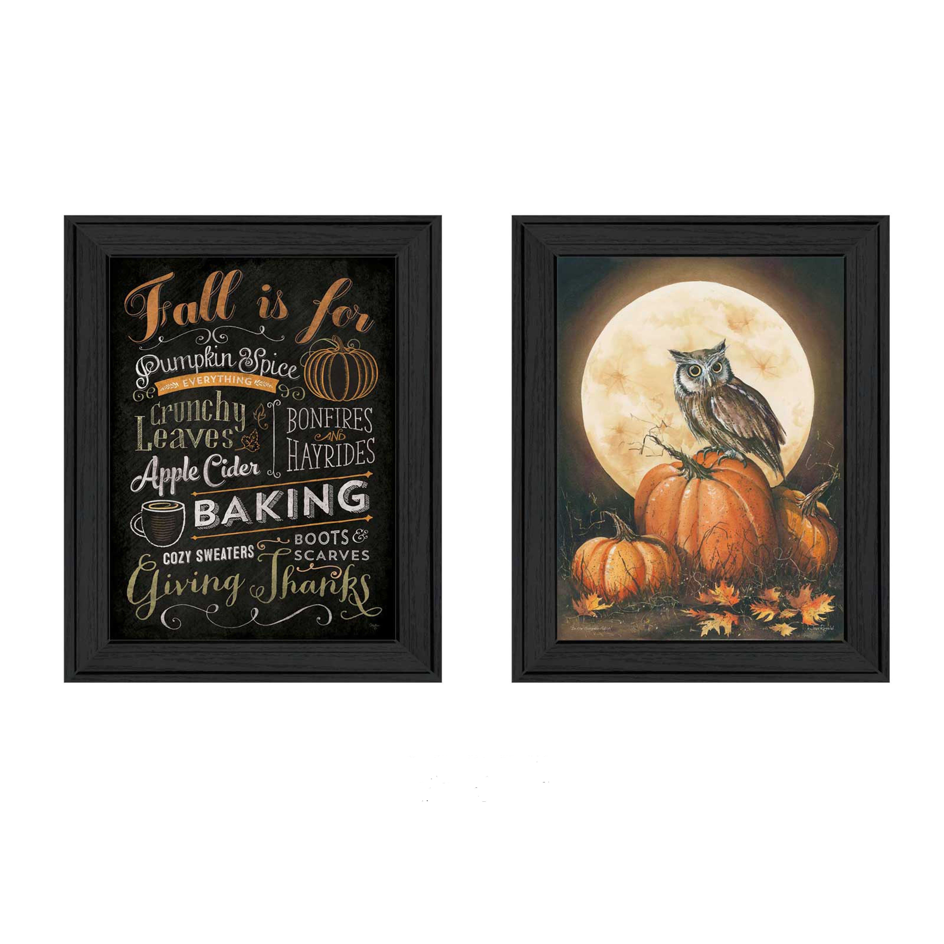 "Pumpkin Patch Collection" 2-Piece Vignette By Mollie B., Printed Wall Art, Ready To Hang Framed Poster, Black Frame