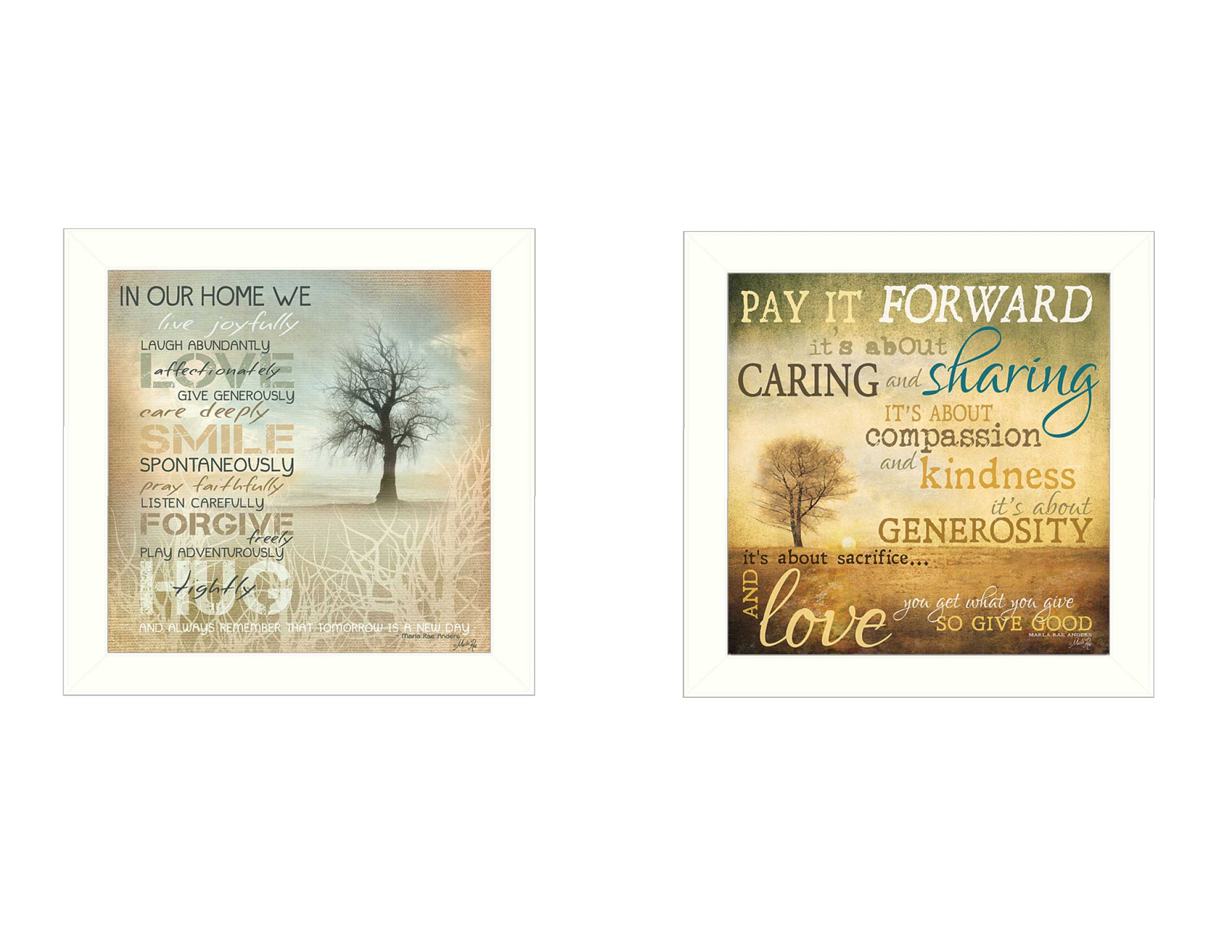 "Meaning Collection" 2-Piece Vignette By Marla Rae, Printed Wall Art, Ready To Hang Framed Poster, White Frame