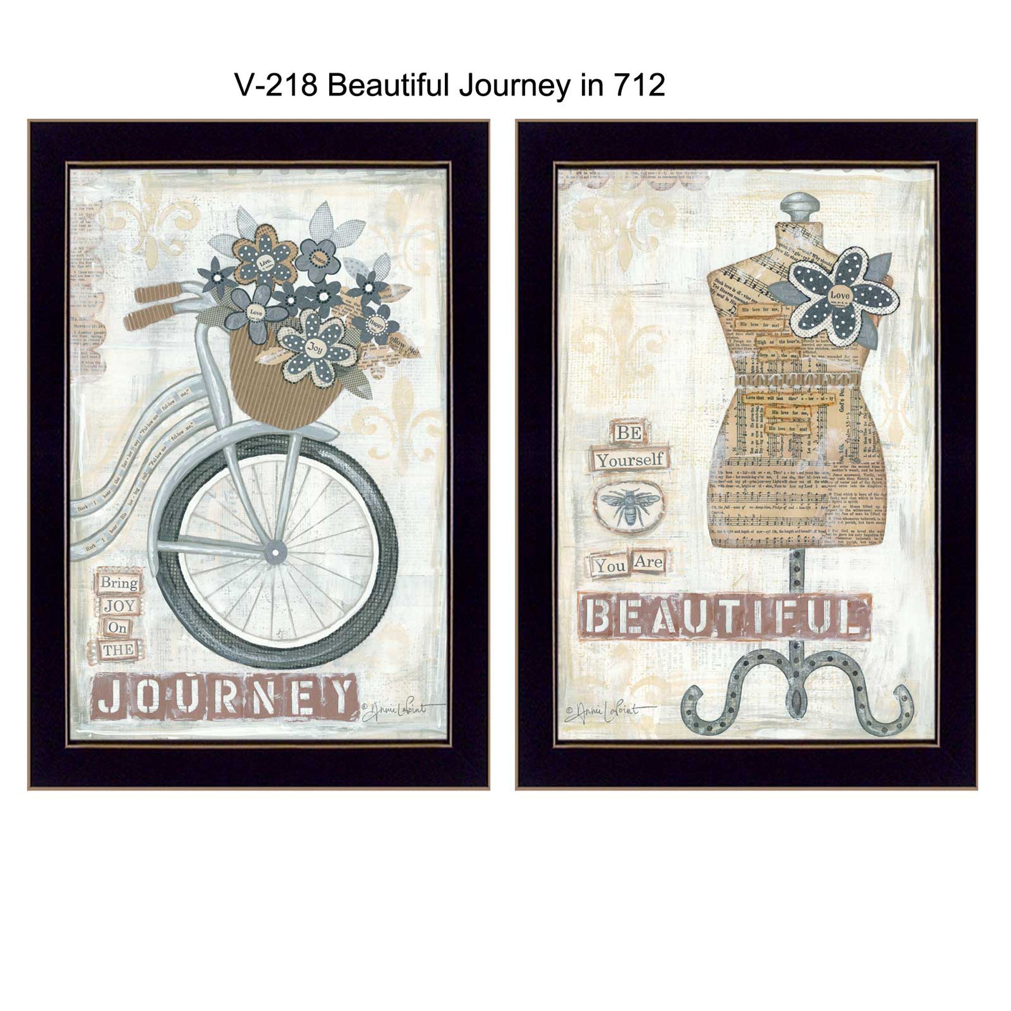 "Beautiful Journey Collection" 2-Piece Vignette By Annie LaPoint, Printed Wall Art, Ready To Hang Framed Poster, Black Frame