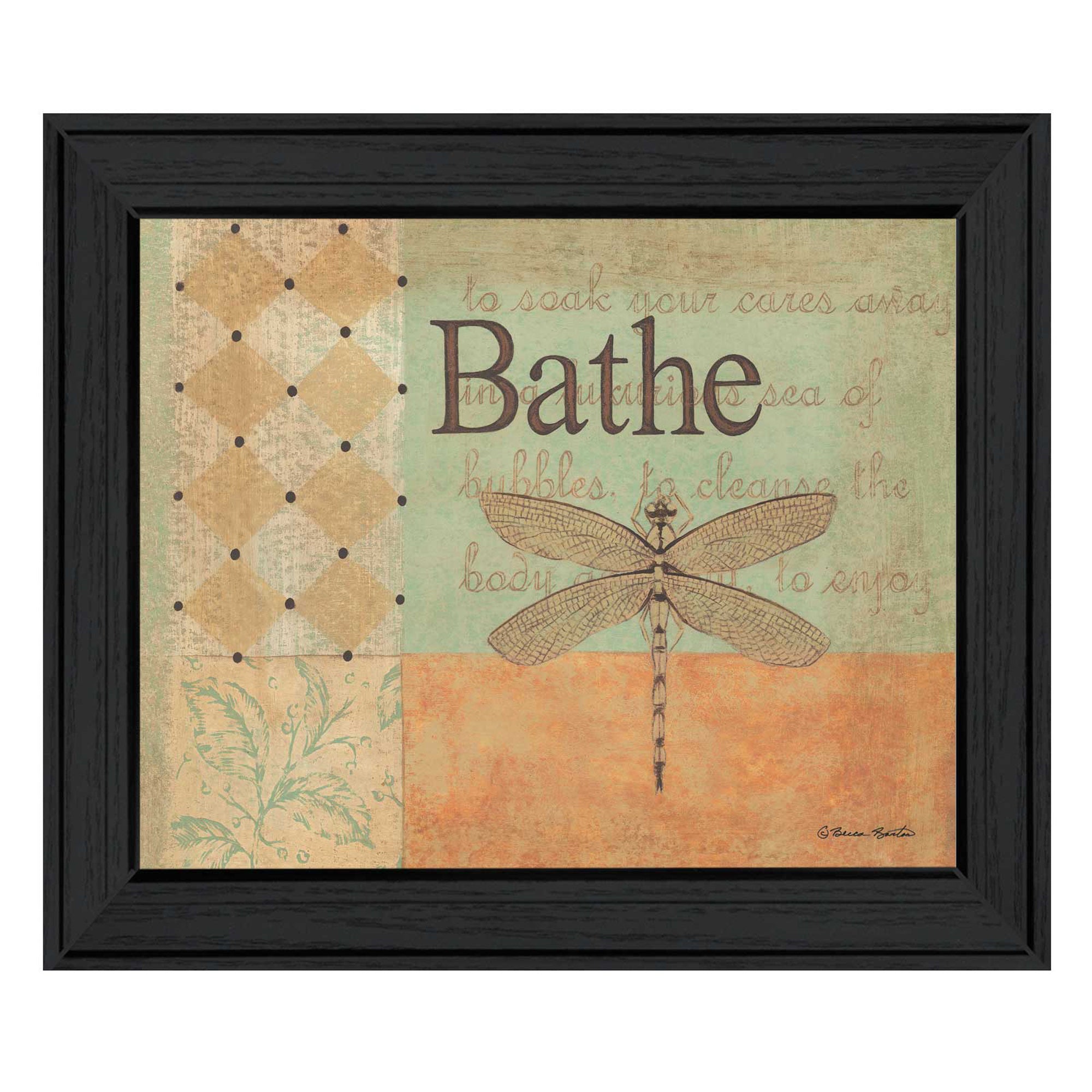 "Bathe" By Becca Barton, Printed Wall Art, Ready To Hang Framed Poster, Black Frame