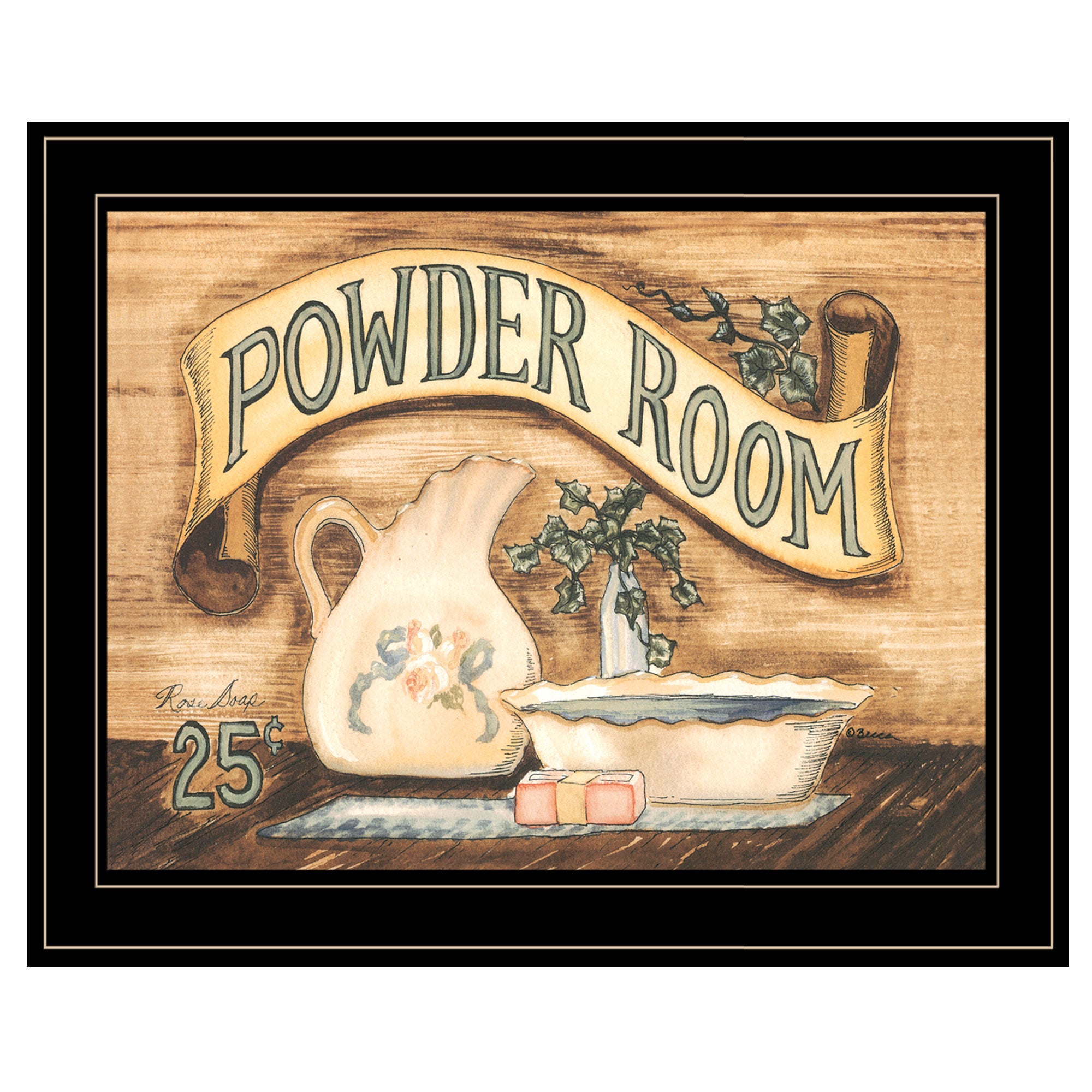 "Powder Room" by Becca Barton, Ready to Hang Framed Print, Black Frame