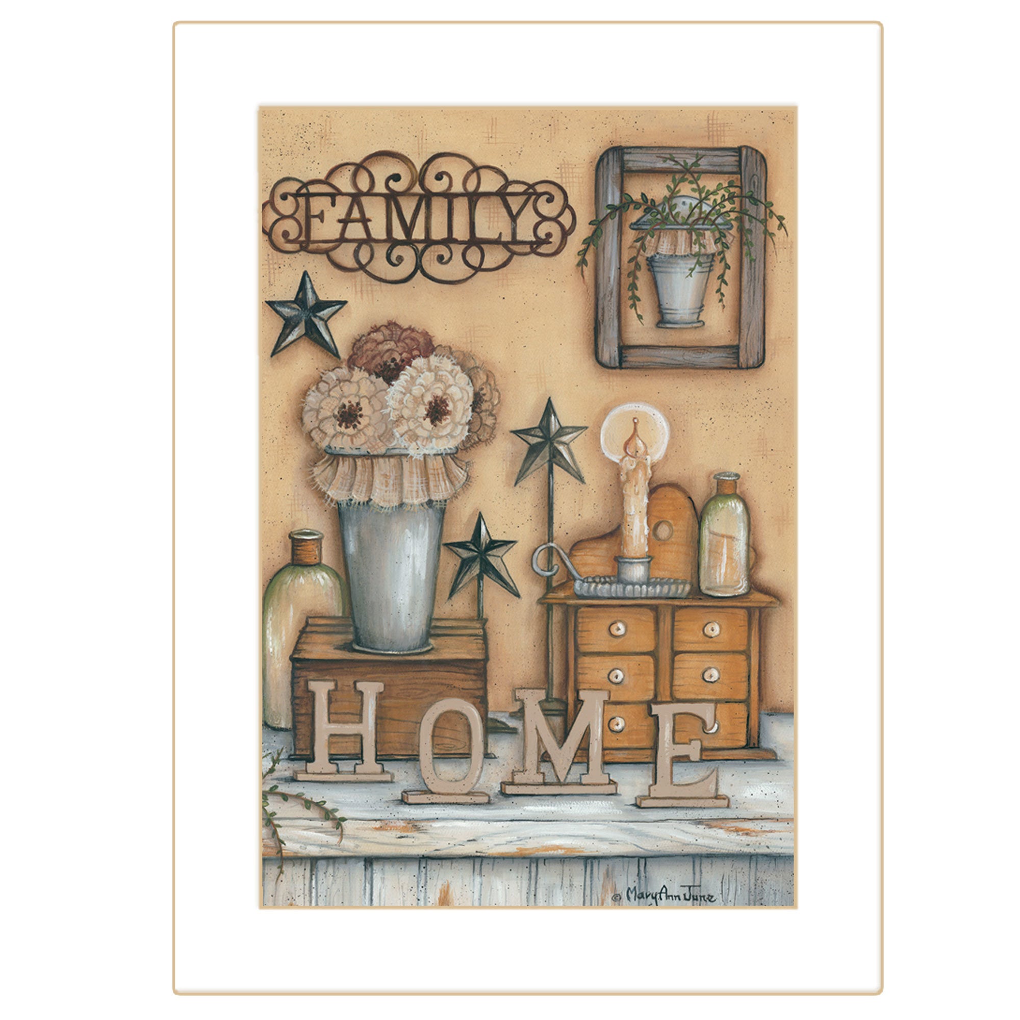 "Family" by Mary Ann June, Ready to Hang Framed Print, White Frame