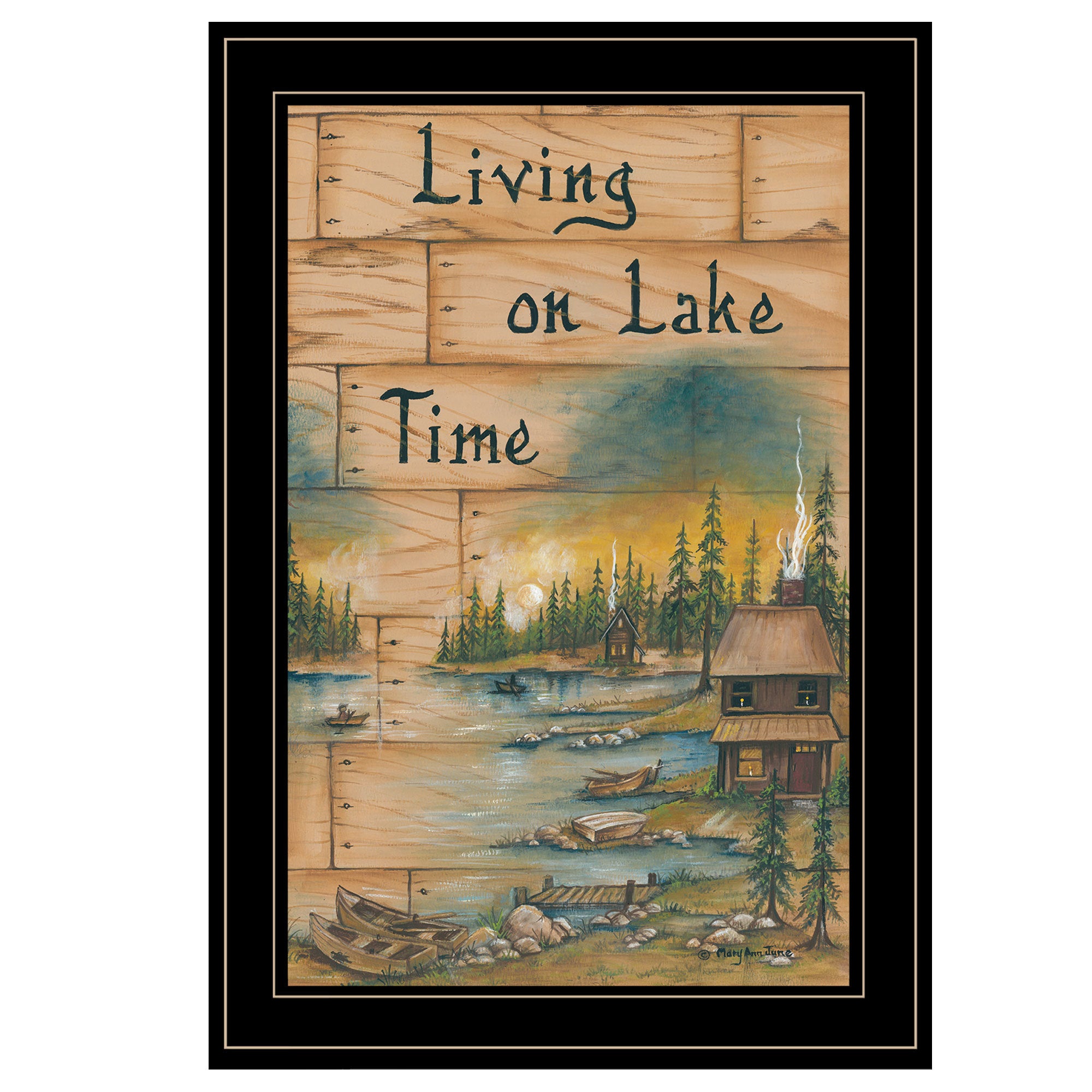 "Living On The Lake" by Mary June, Ready to Hang Framed Print, Black Frame
